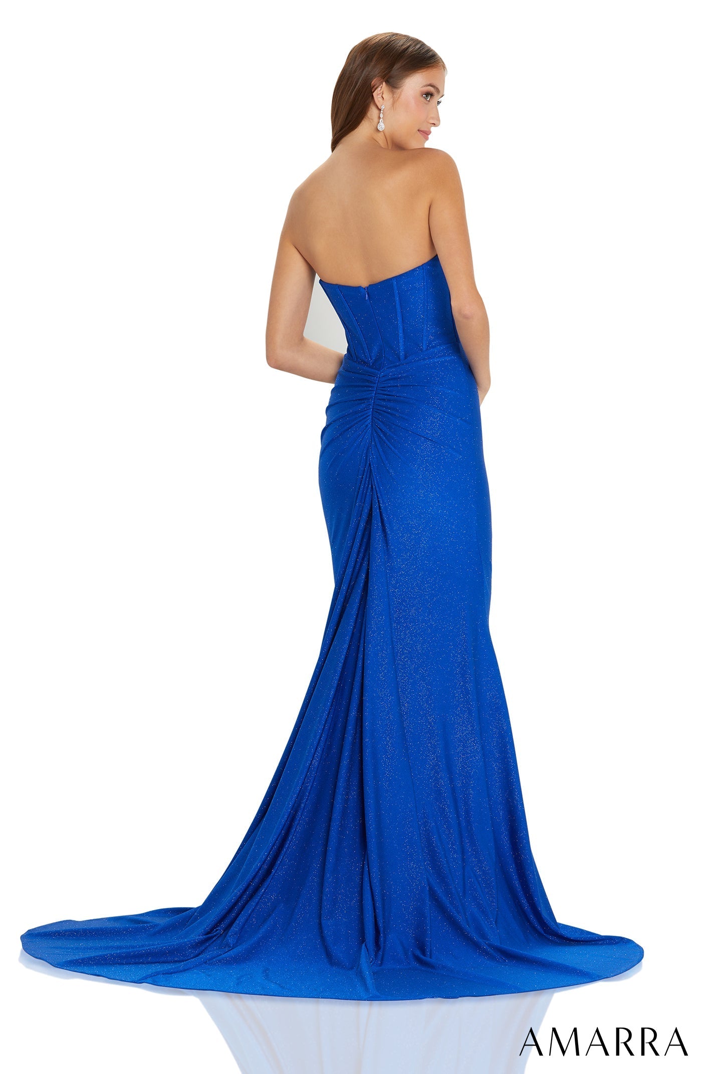 Royal Blue Sweetheart Floor-Length Jersey Prom Dress with Corset Bodice Amarra 88641