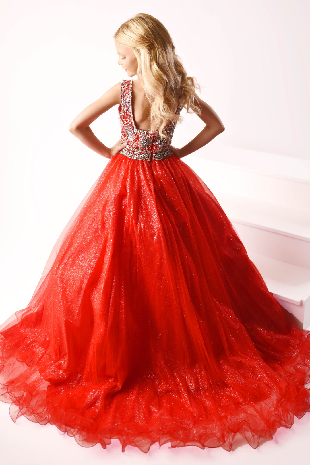 V-Neck Floor-Length Tulle Prom Ball Gown Ava Presley 27723