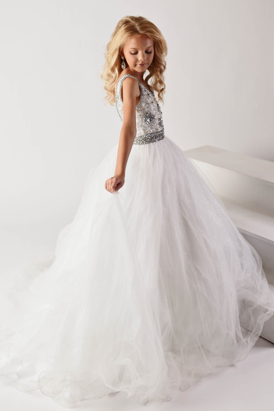V-Neck Floor-Length Tulle Prom Ball Gown Ava Presley 27723