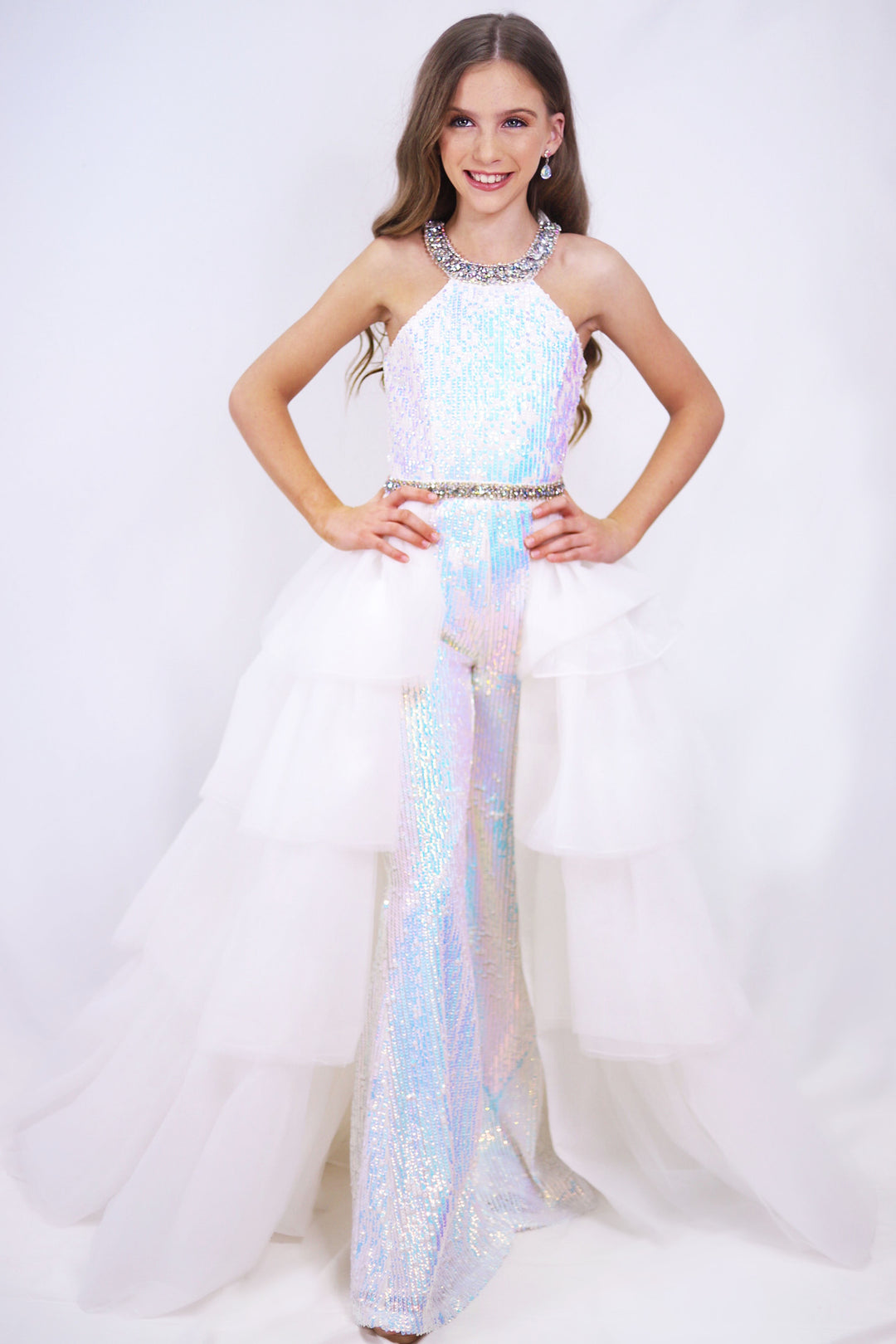 Halter Floor-Length Sequin Prom A-Line Ava Presley 27725