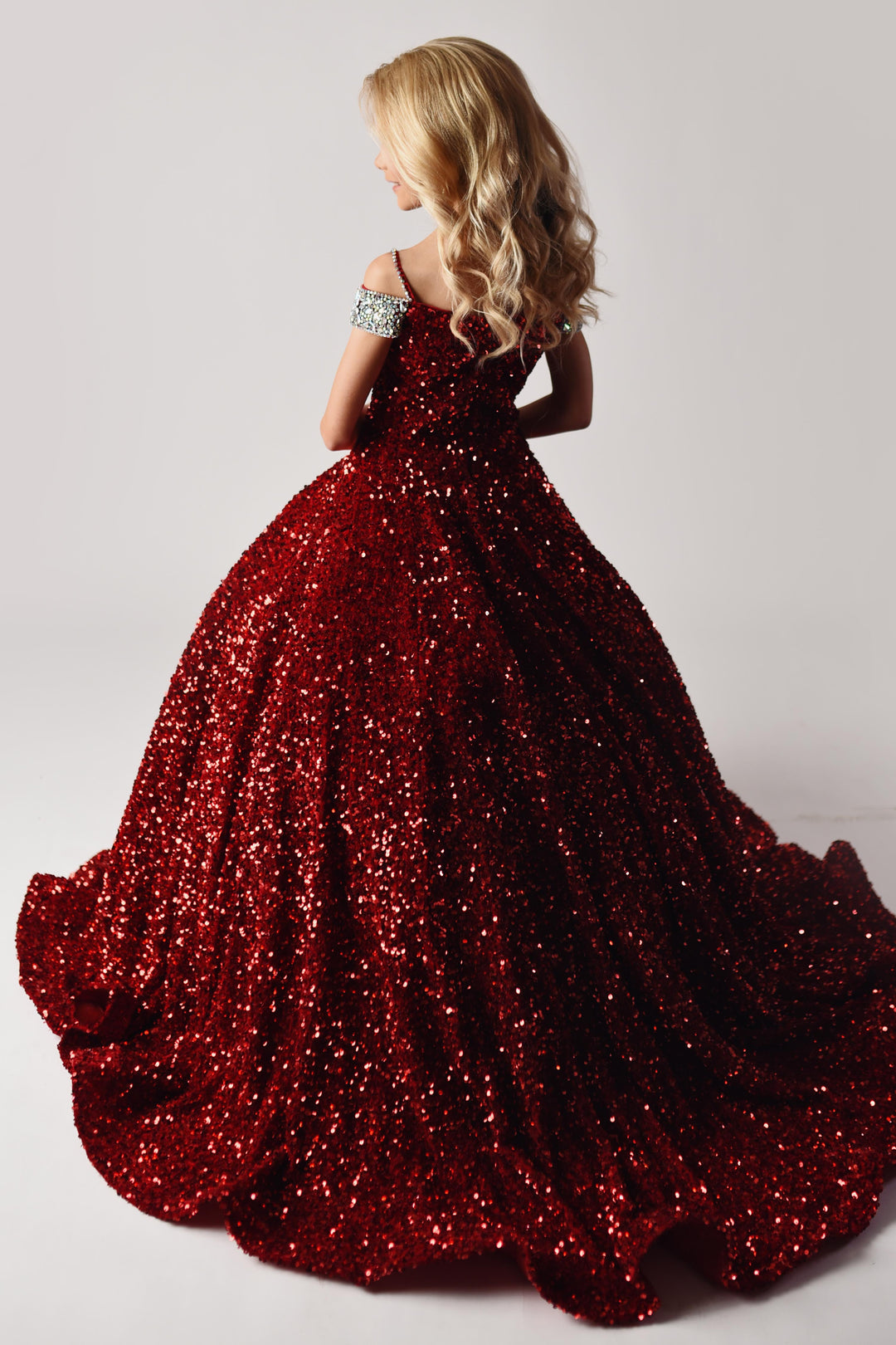 Off-the-Shoulder Floor-Length Sequin Prom Ball Gown Ava Presley 27733
