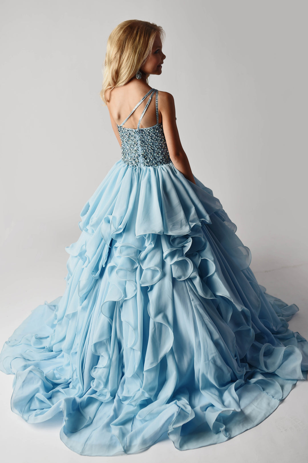 One-Shoulder Floor-Length Chiffon Prom Ball Gown Ava Presley 38024