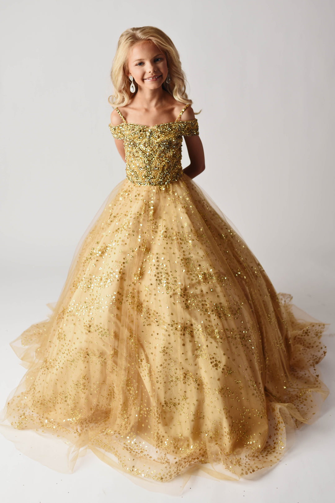 Off-the-Shoulder Floor-Length Tulle Special Occasion Ball Gown Ava Presley 38035