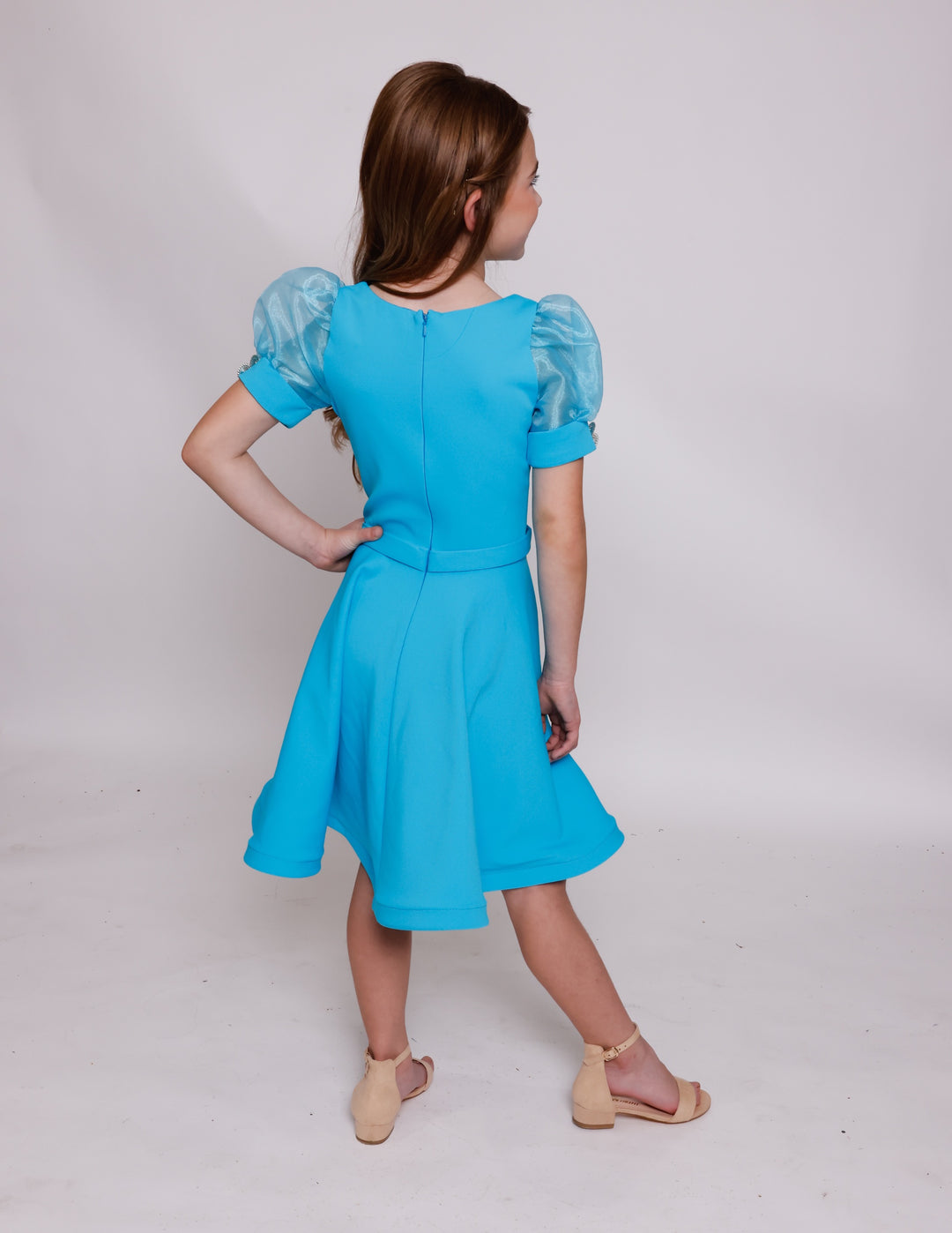 Crew/High-Neck Knee-Length Satin Flower Girl Dress Ava Presley 28829