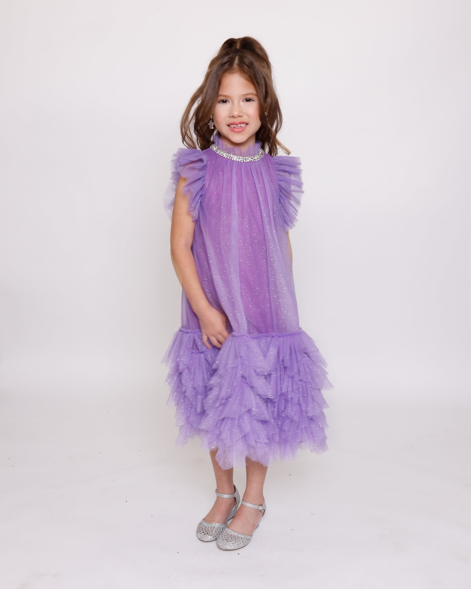 Jewel Tea-Length Tulle Flower Girl A-Line Ava Presley 28836