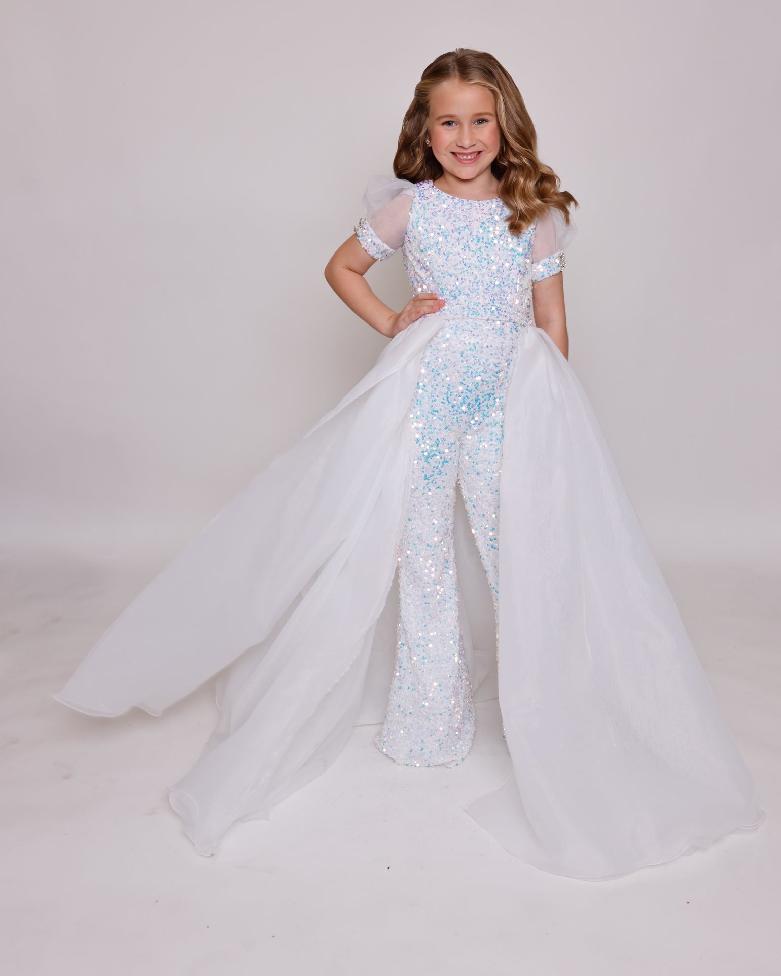 Crew/High-Neck Floor-Length Sequin Formal A-Line Ava Presley 38044