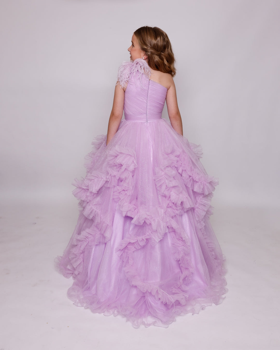 One-Shoulder Floor-Length Tulle Special Occasion Ball Gown Ava Presley 39886