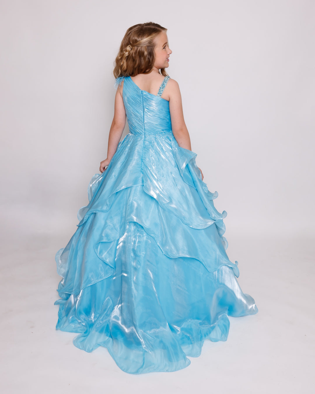 One-Shoulder Floor-Length Organza Special Occasion Ball Gown Ava Presley 39887