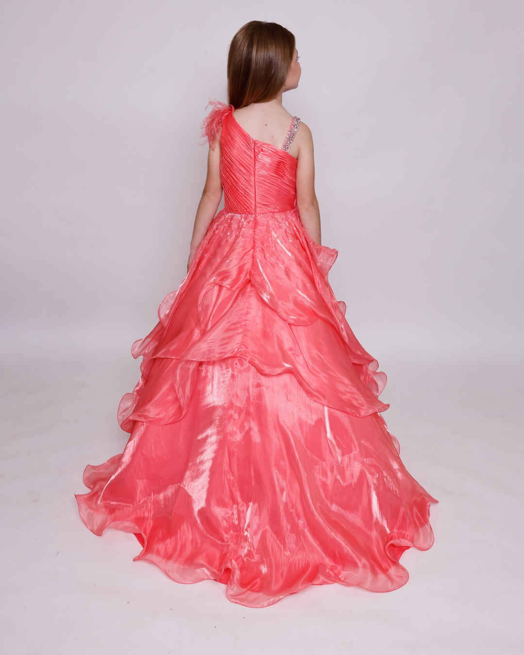 One-Shoulder Floor-Length Organza Special Occasion Ball Gown Ava Presley 39887