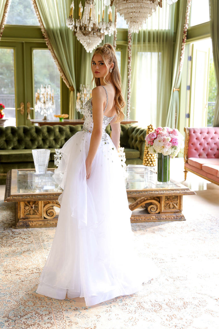 Prom Dresses Long Beaded A Line Prom Formal Dress White/Silver