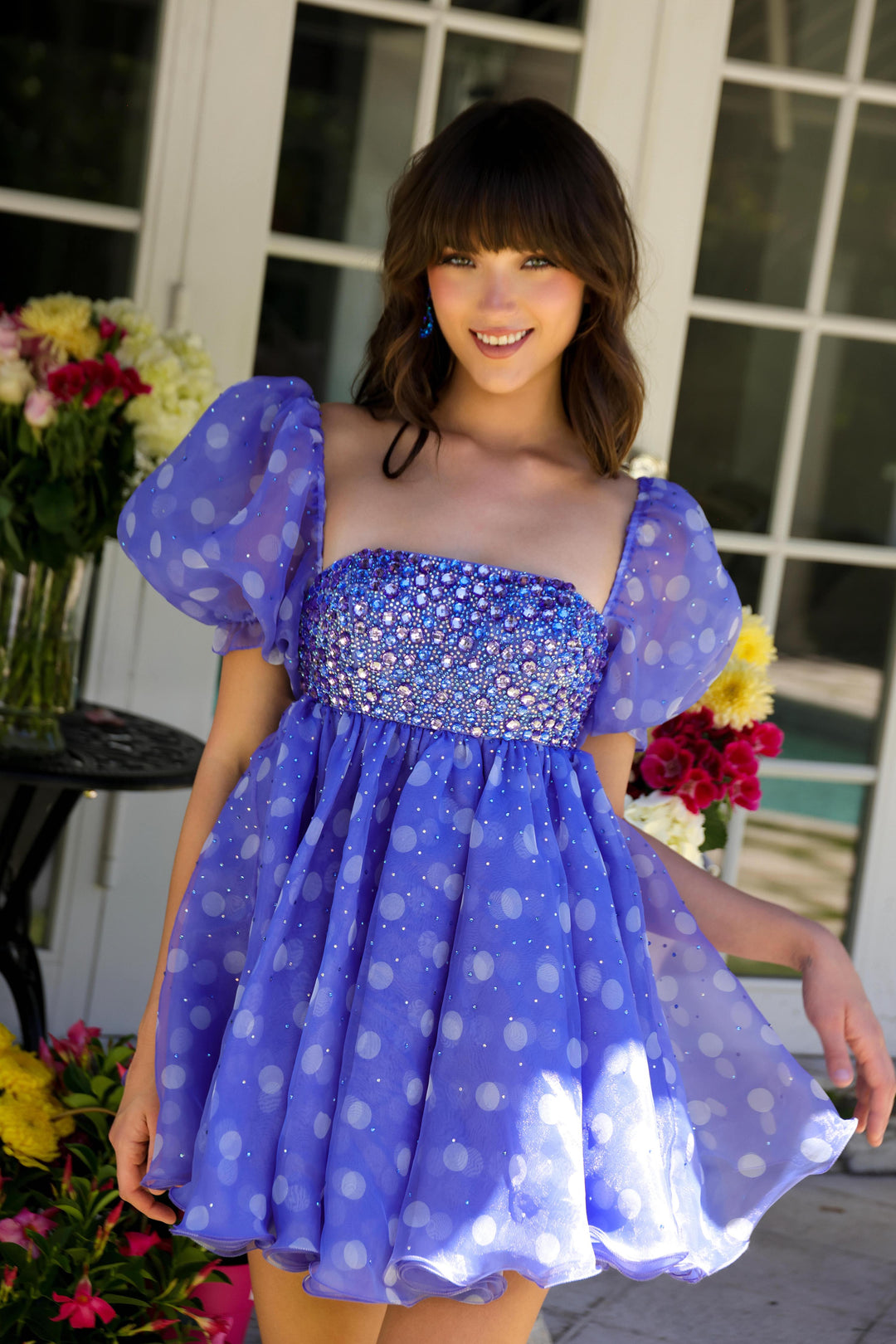 Square Mini Organza Cocktail A-Line Ava Presley AV29128