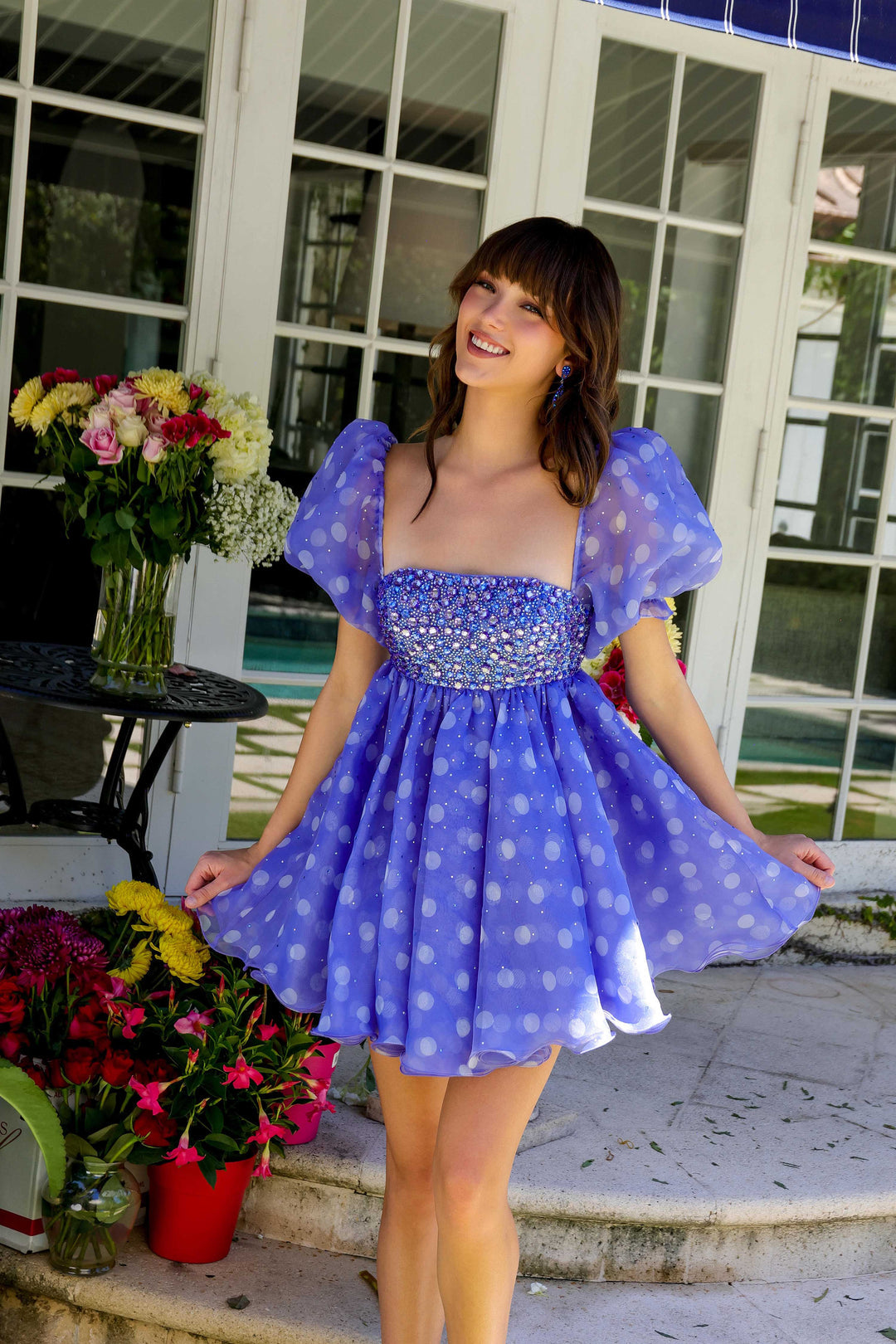 Square Mini Organza Cocktail A-Line Ava Presley AV29128