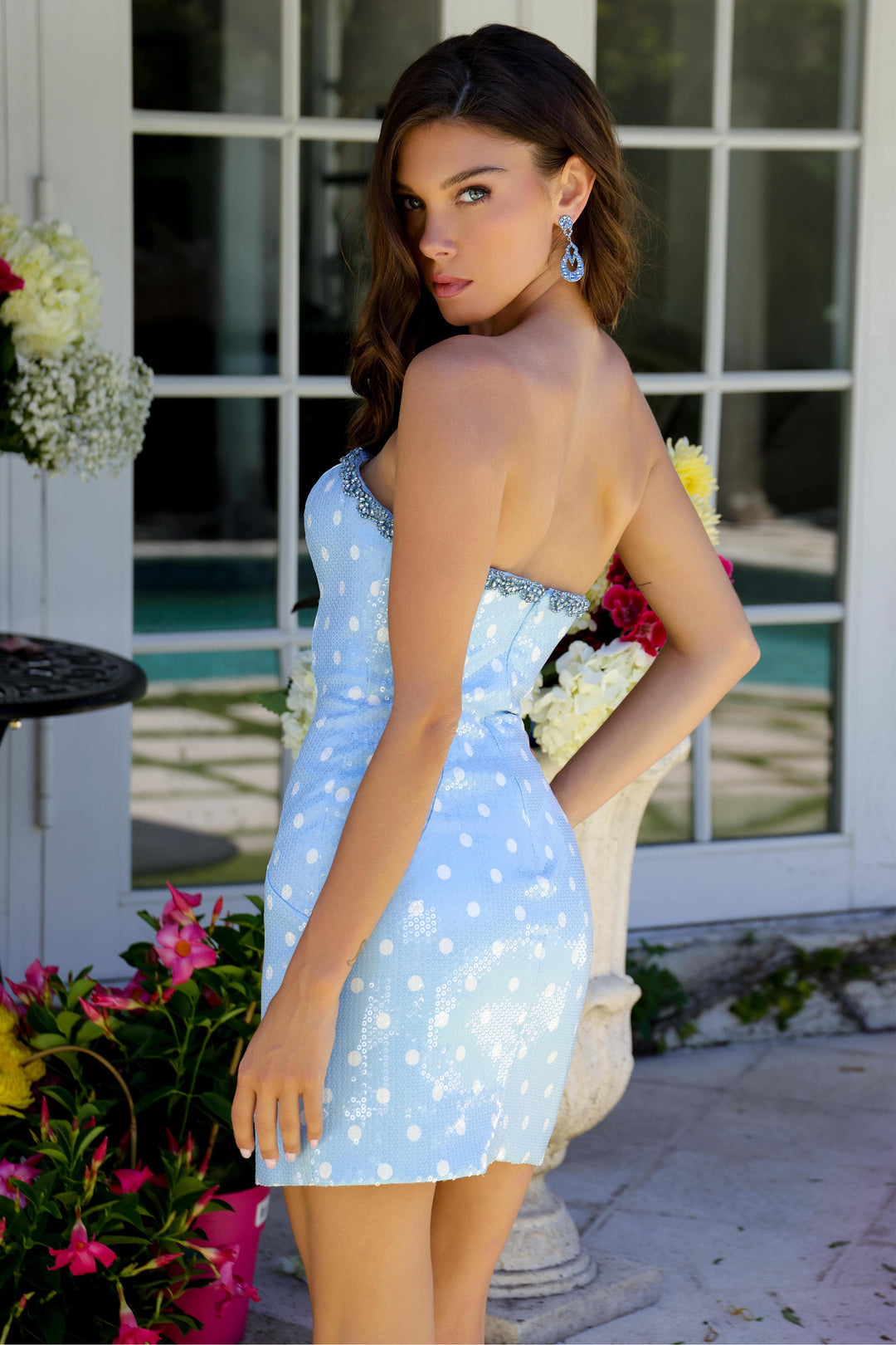 Strapless Straight Neck Mini Sequin Cocktail Bodycon Ava Presley AV29159