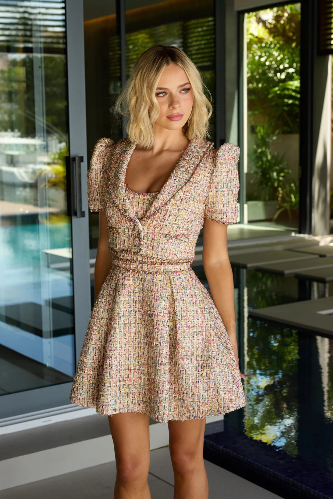 Cocktail Dresses Short A Line Two Piece Cocktail Jacket Dress White/Multi