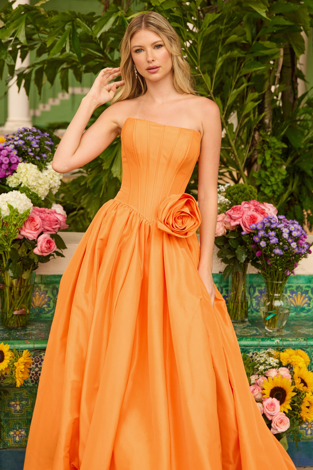 Prom Dresses Long Formal A Line Corset Ball Gown Prom Dress Orange