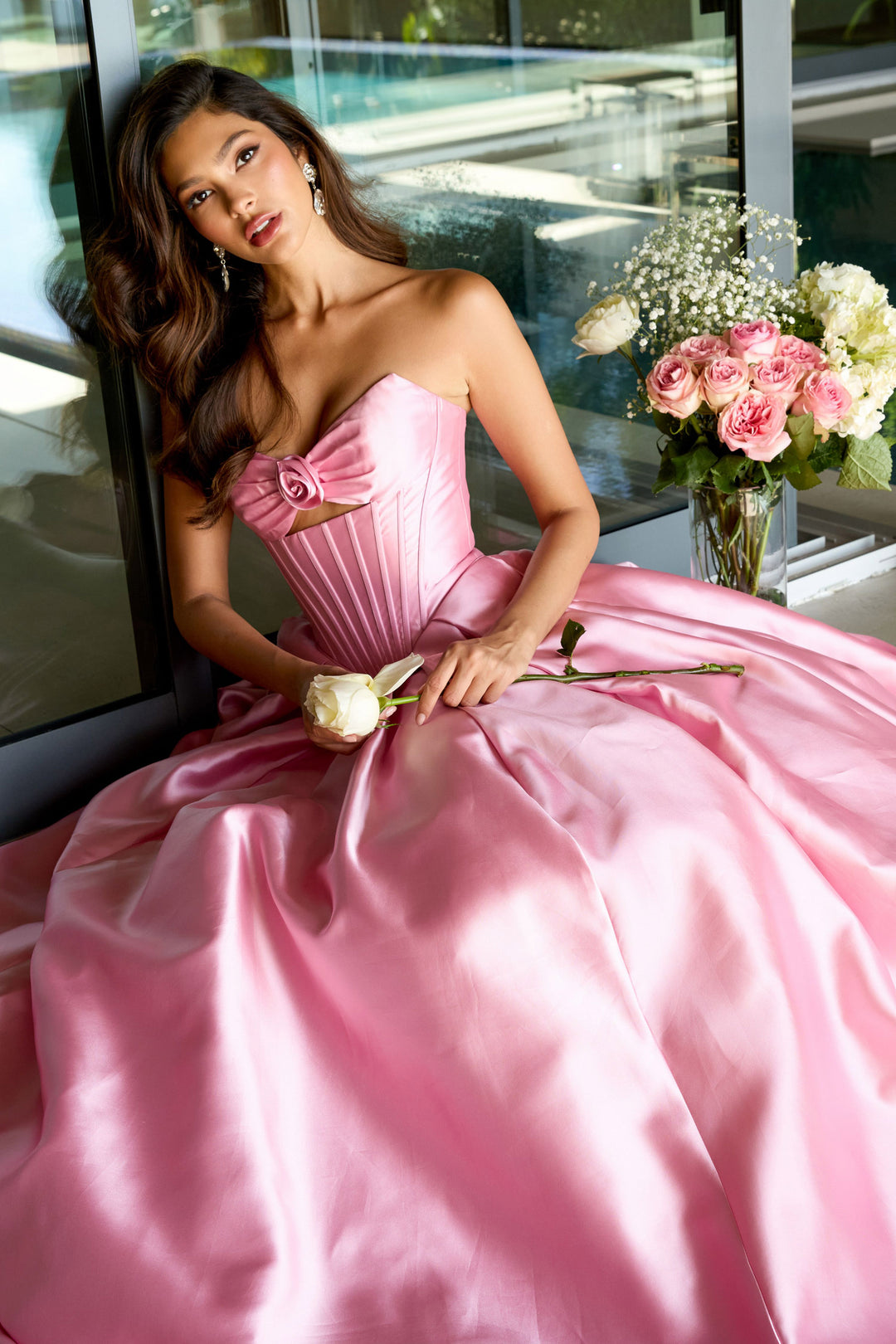 Prom Dresses Long Formal Fitted Corset Ball Gown Prom Dress Blush