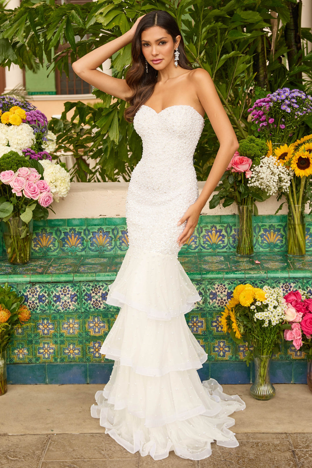 Wedding Dresses Beaded Long Bridal Mermaid Wedding Dress Ivory