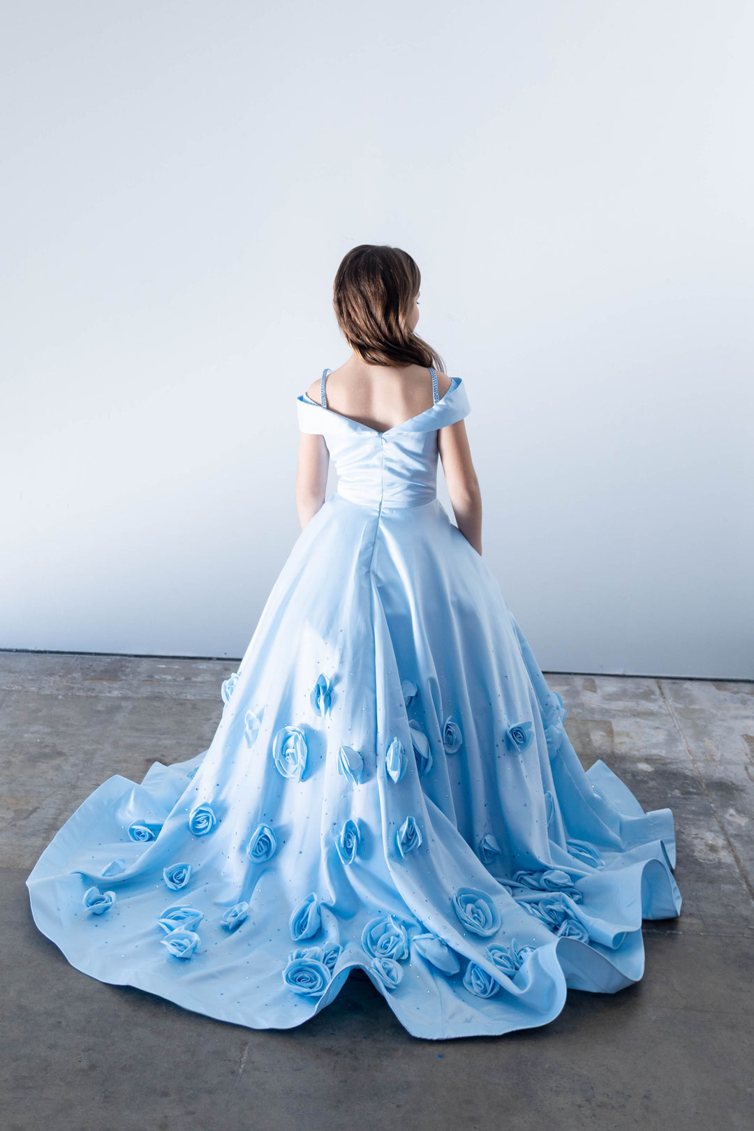 Off-the-Shoulder Floor-Length Satin Ball Gown Ava Presley 26821