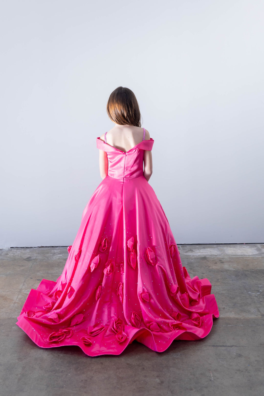Off-the-Shoulder Floor-Length Satin Ball Gown Ava Presley 26821