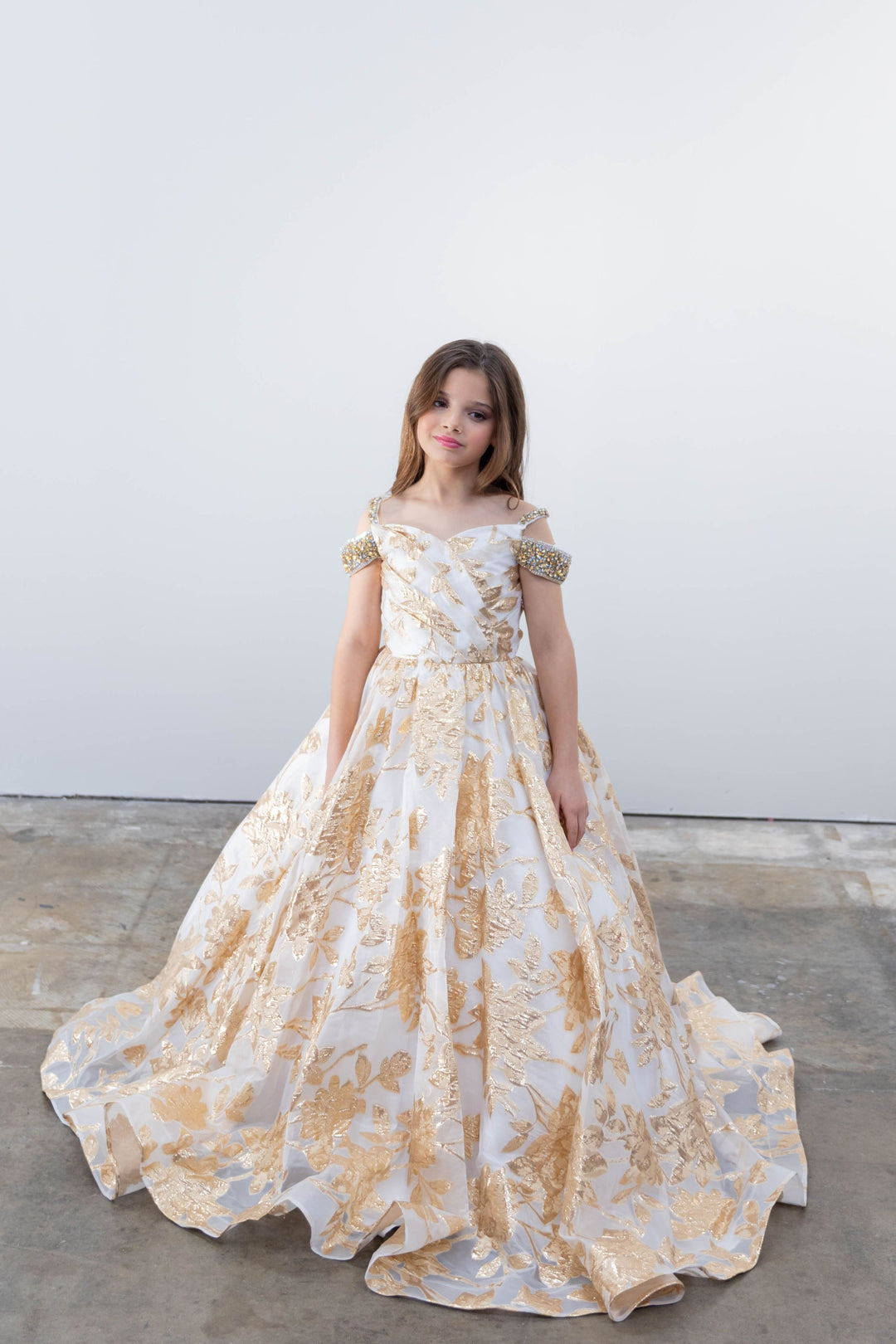 Off-the-Shoulder Floor-Length Tulle Ball Gown Ava Presley 26816