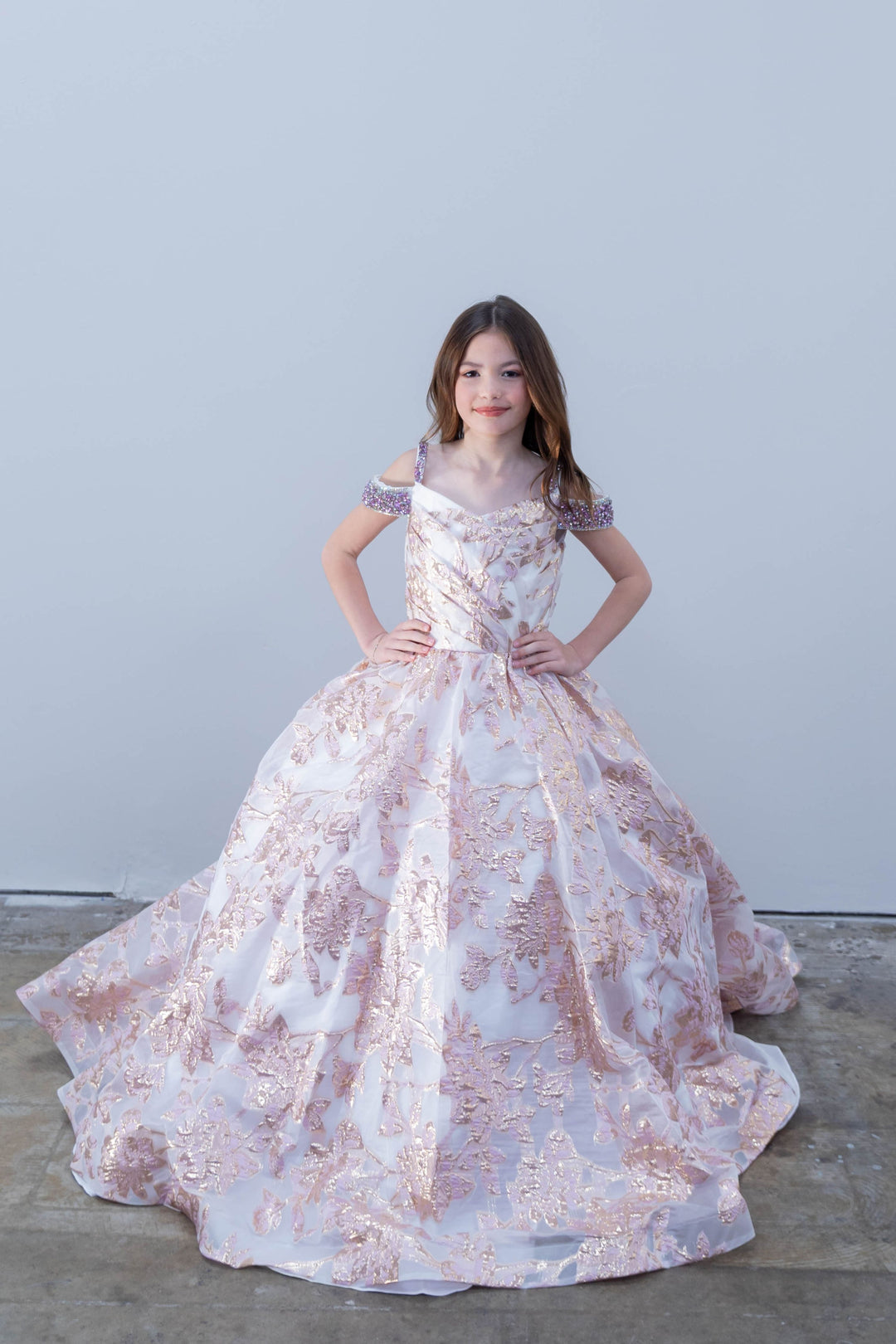 Off-the-Shoulder Floor-Length Tulle Ball Gown Ava Presley 26816