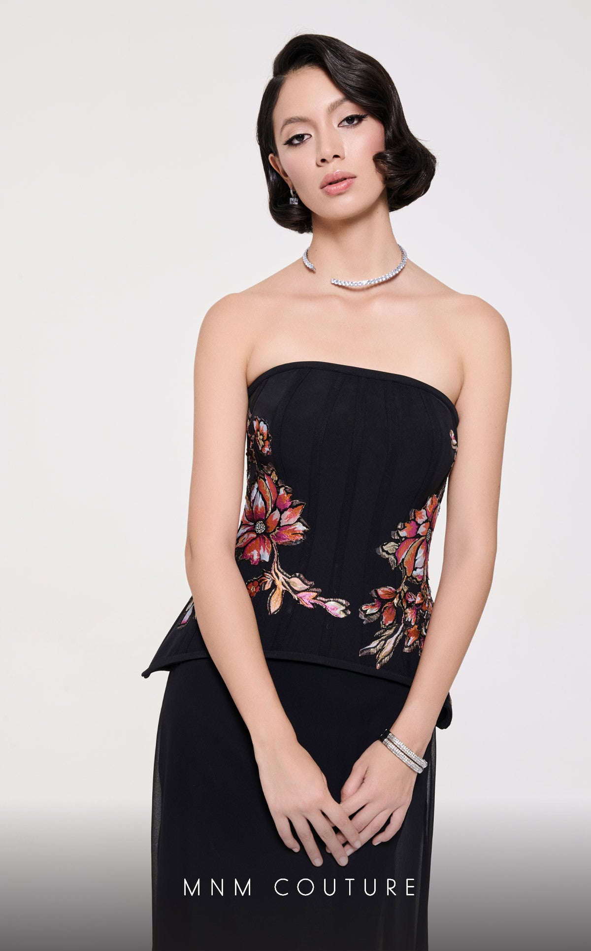 Formal Dresses Floral Corset Formal Long Prom Dress Black