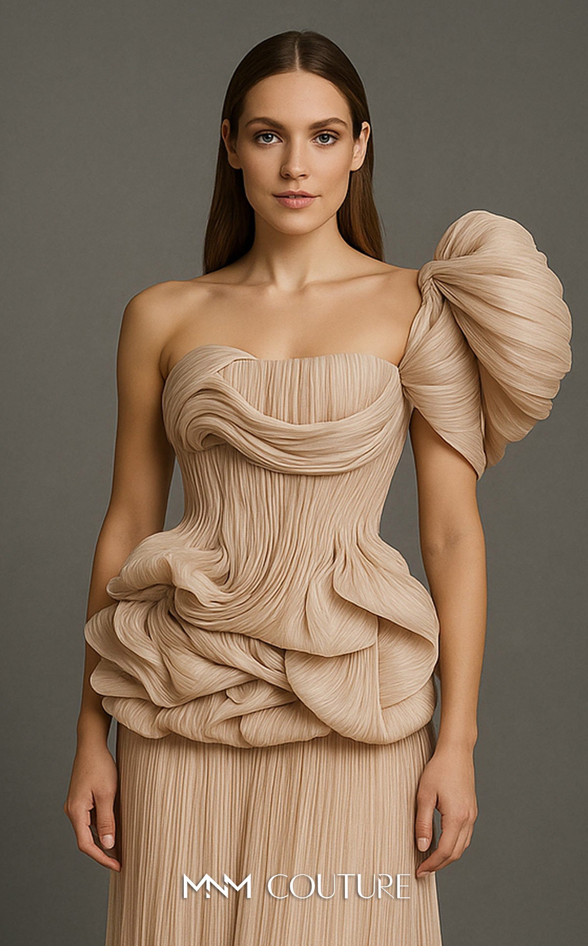 Formal Dresses Long Prom Pleated Ruffle Formal Dress MNM Couture B1181 Pink