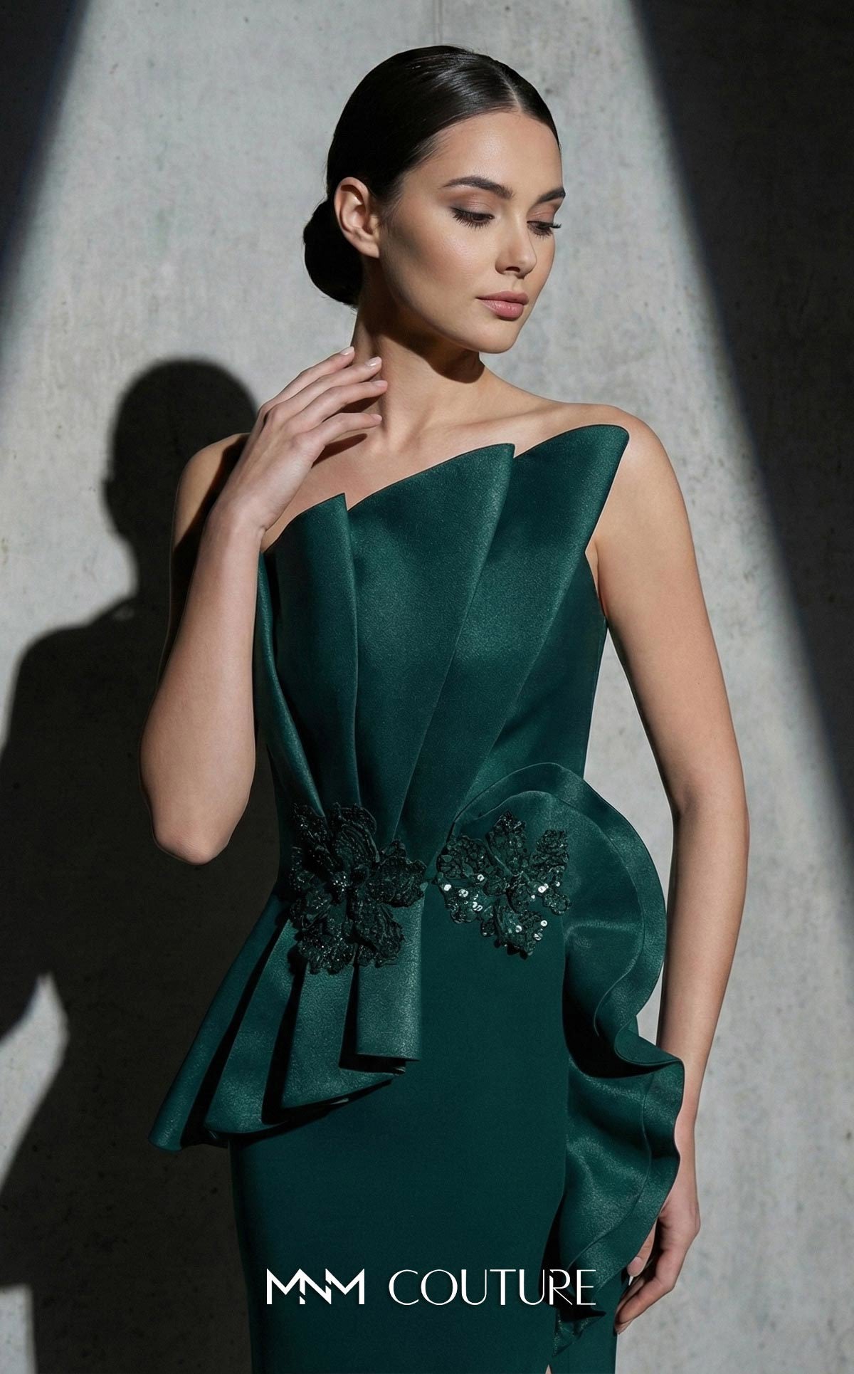 Prom Dresses Beaded Slit Fitted Long Formal Prom Dress MNM Couture B1188 Green