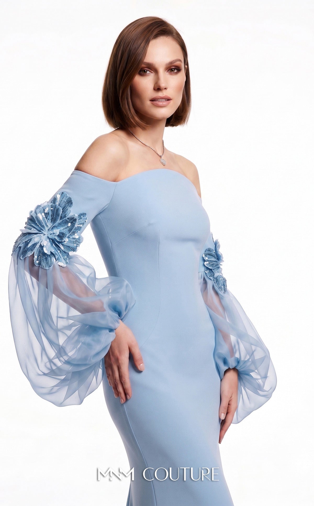Off-the-Shoulder Floor-Length Jersey Formal Mermaid MNM Couture B1239