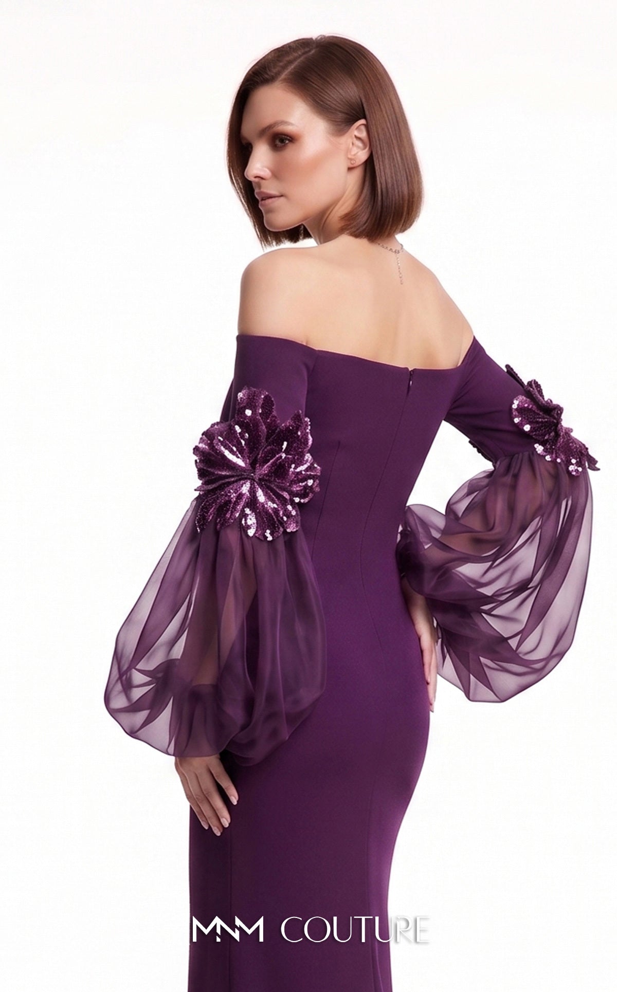 Off-the-Shoulder Floor-Length Jersey Formal Mermaid MNM Couture B1239