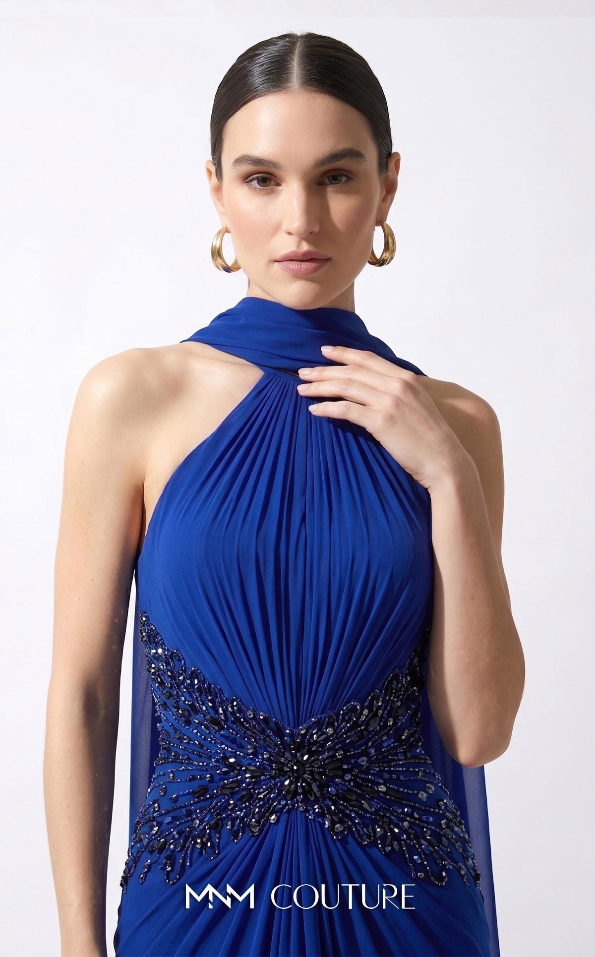 Halter Floor-Length Chiffon Evening Mermaid MNM Couture B1240