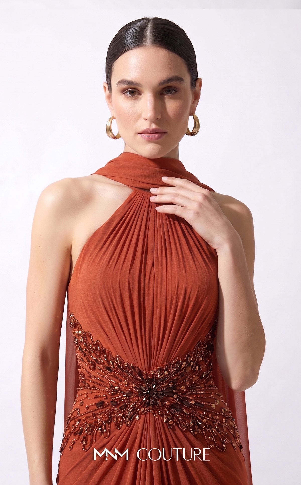 Halter Floor-Length Chiffon Evening Mermaid MNM Couture B1240