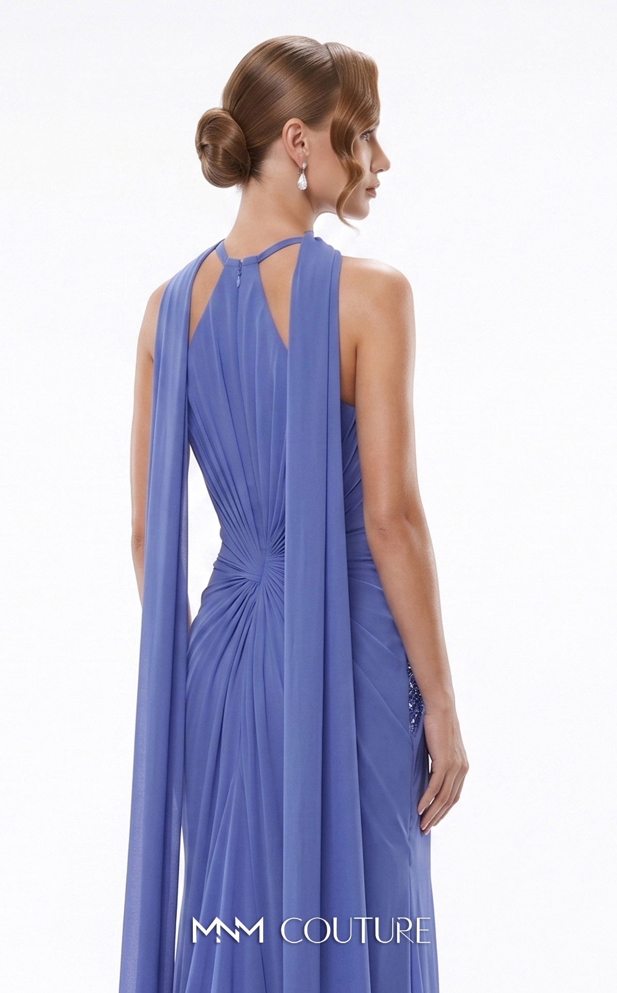 Halter Floor-Length Chiffon Evening Mermaid MNM Couture B1240