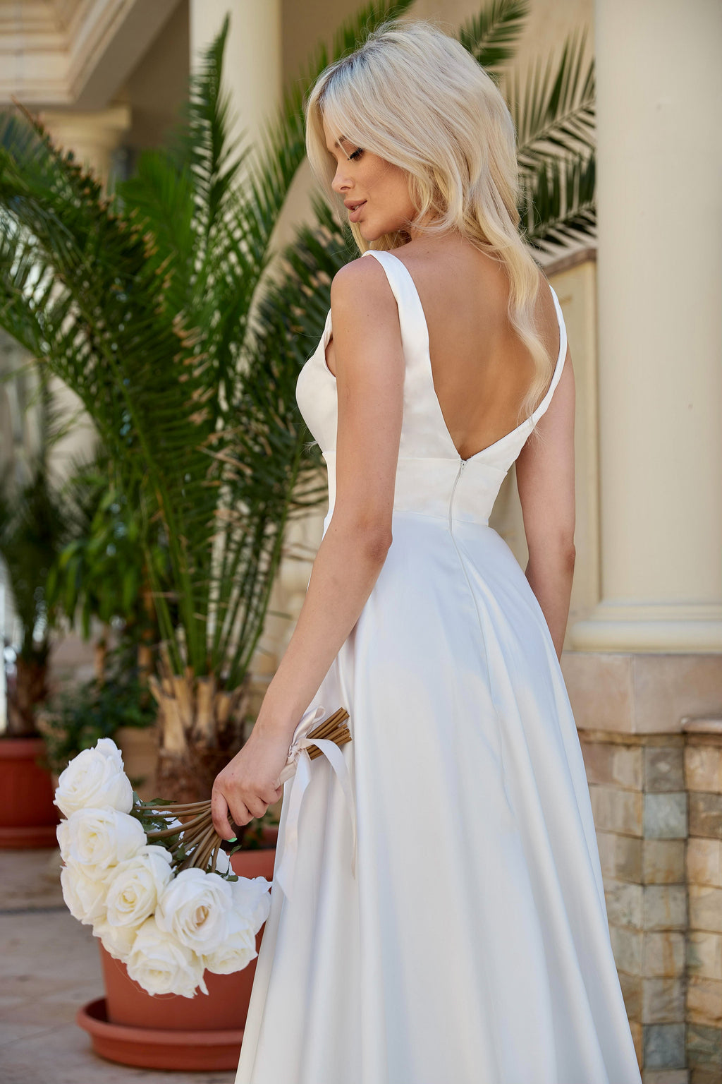 Wedding Dresses Long A Line With Belt Wedding Dress Off White