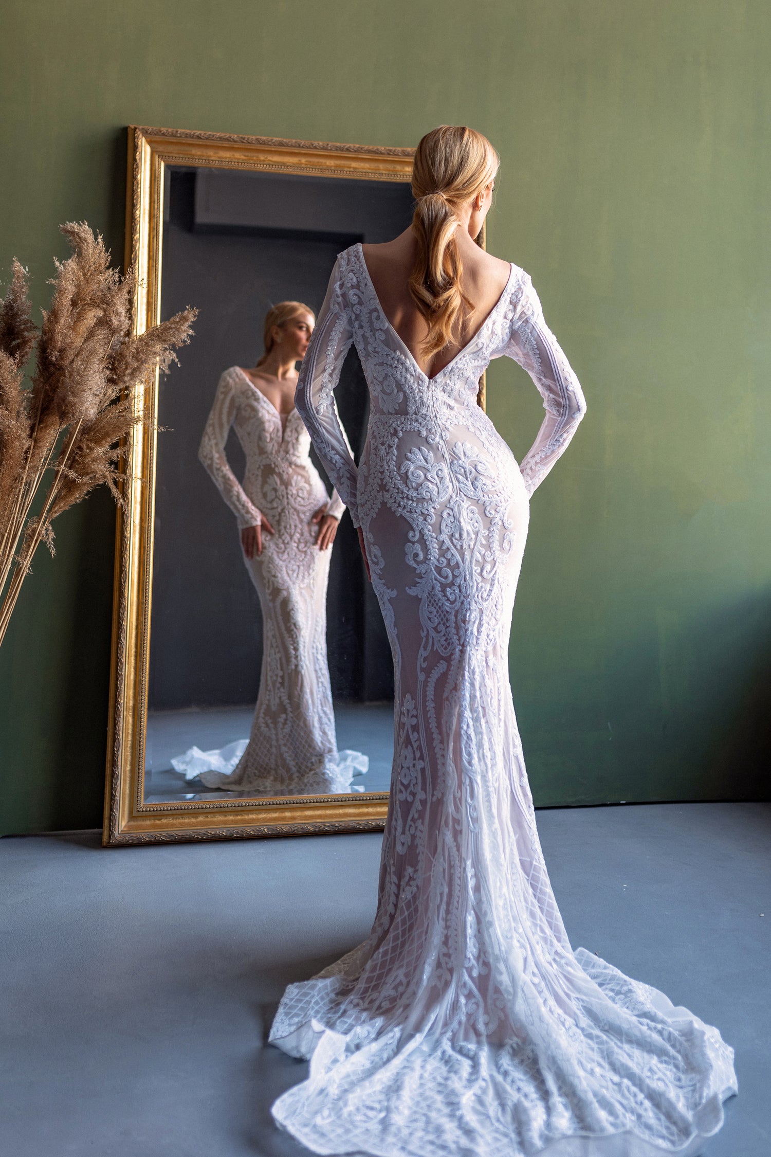 Wedding Dresses Long Mermaid Wedding Dress White/Nude