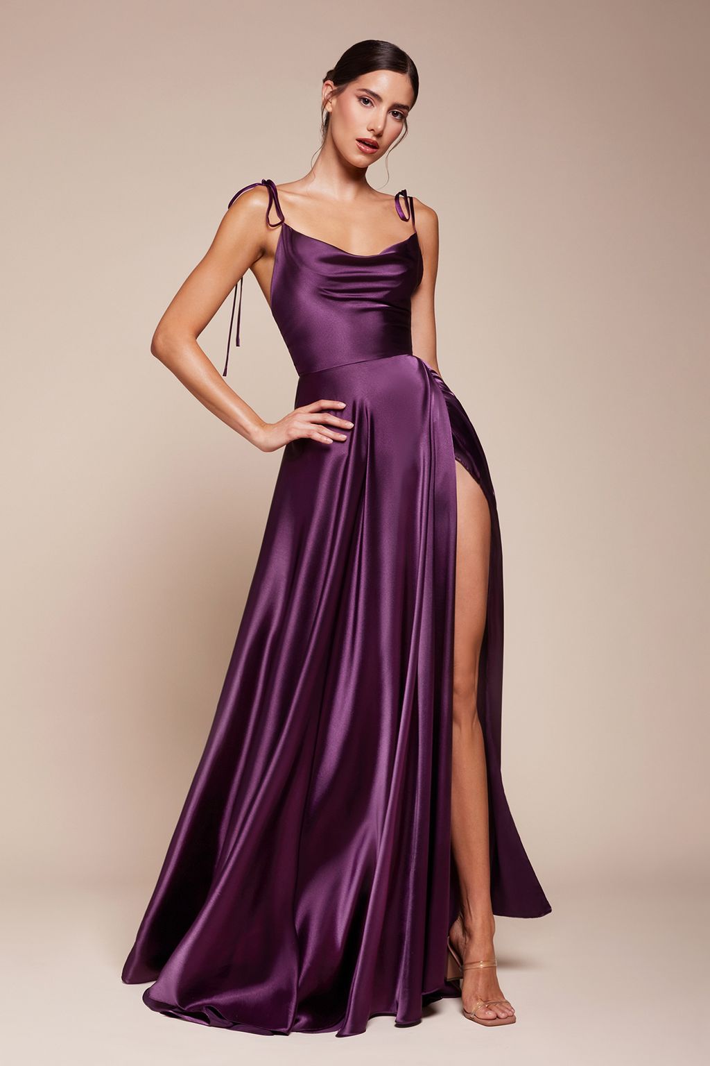LaDivine BD104 Long Bridesmaid Formal Dress in Eggplant