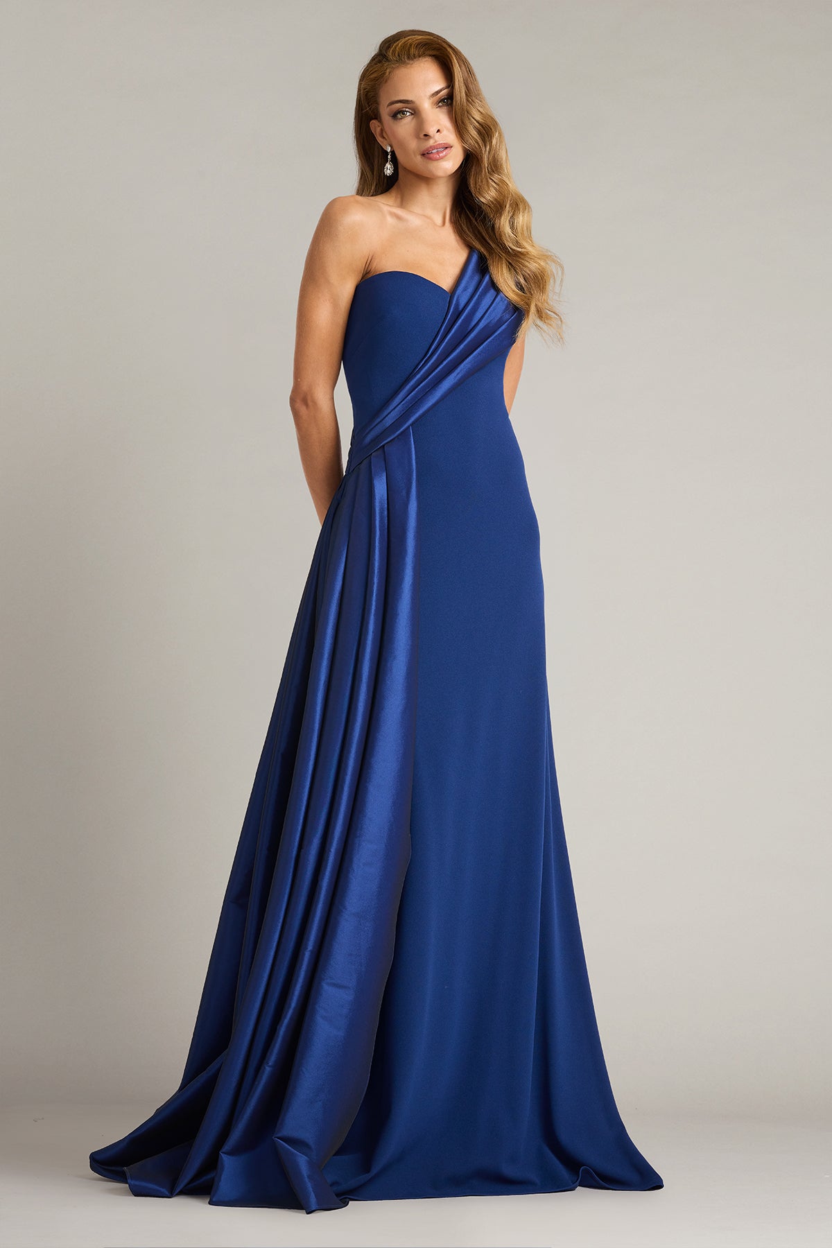 One-Shoulder Floor-Length Satin Formal A-Line Tadashi Shoji BOS26015L