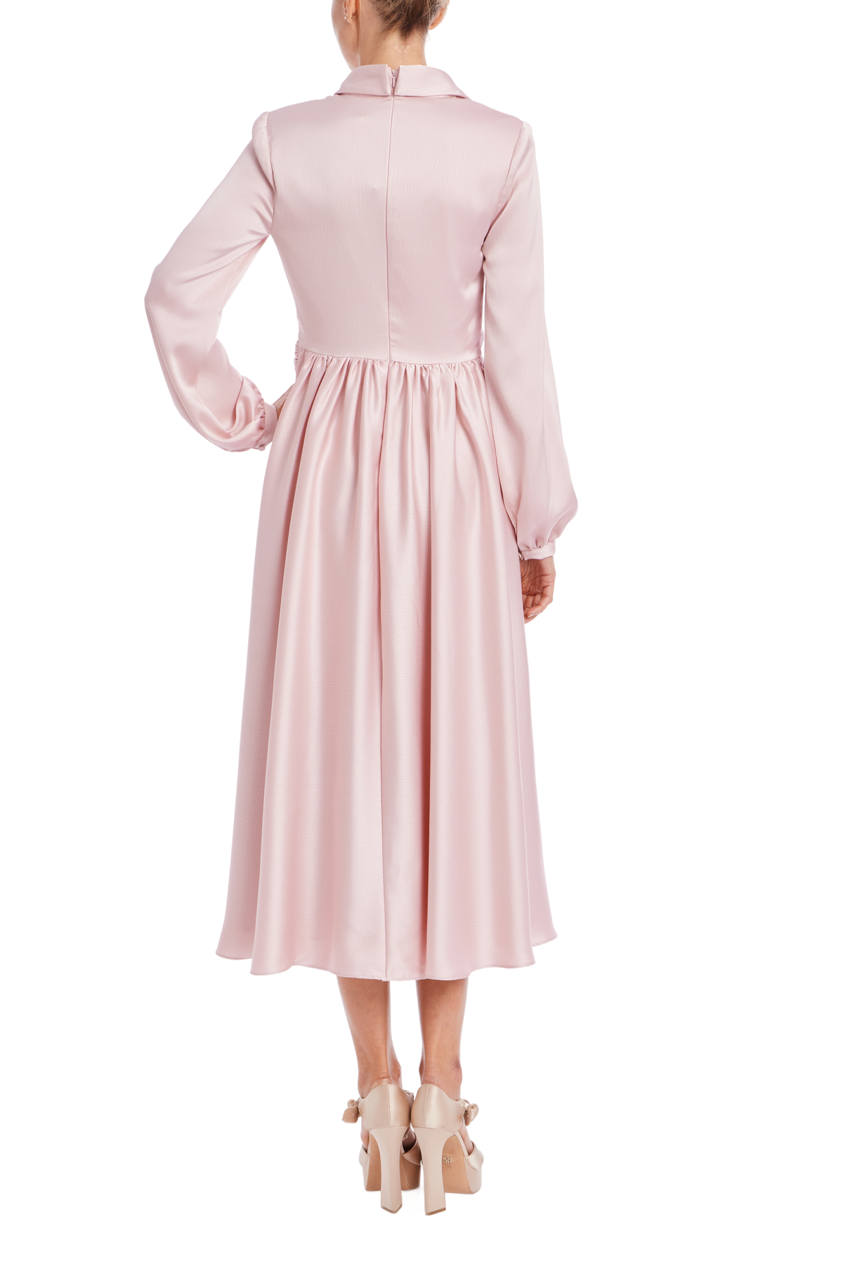Blush Badgley Mischka BSD9086 V-Neck Short Satin Formal Dress Wrap Tie