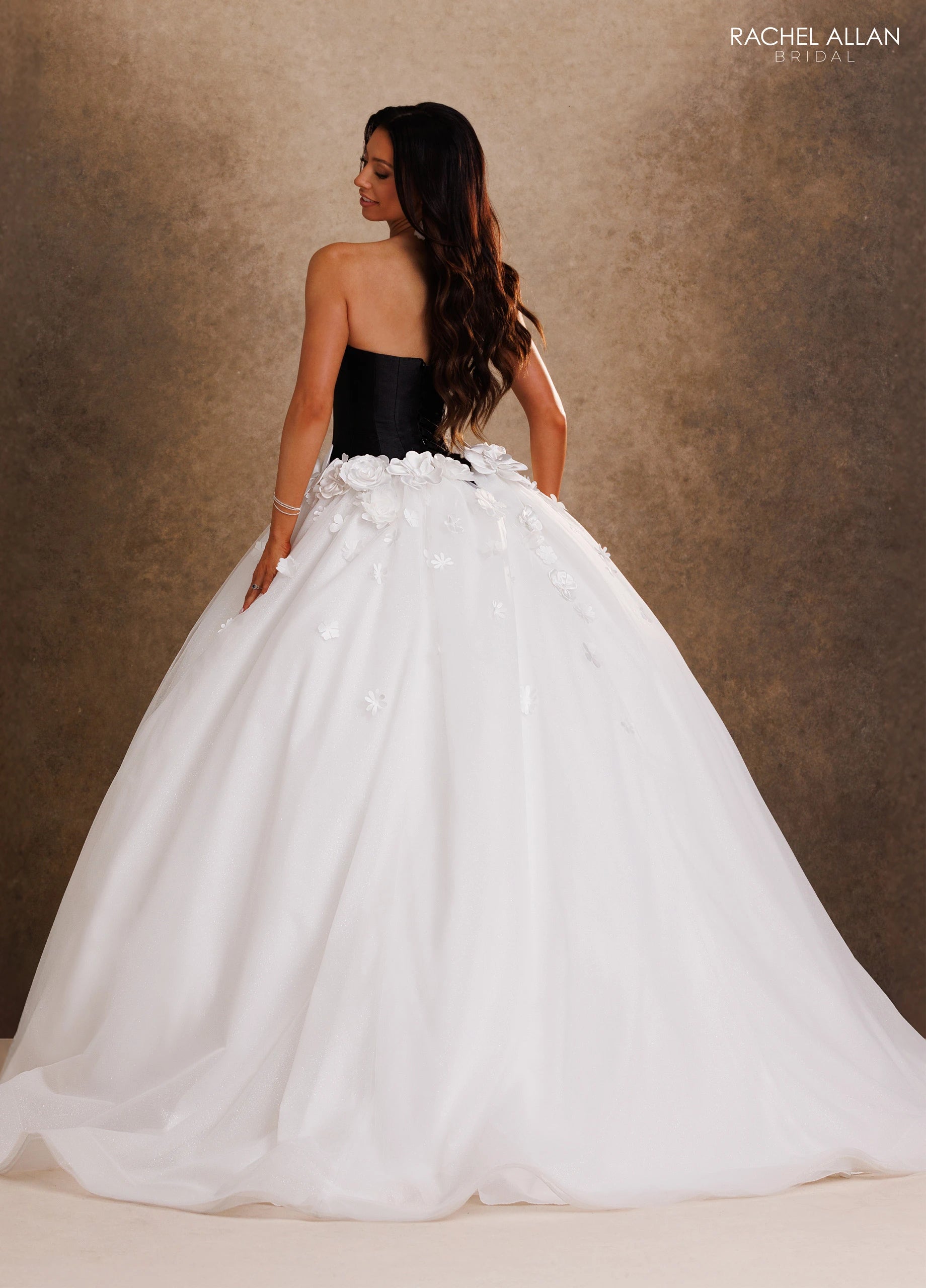 Strapless Curved Neck Floor-Length Tulle Wedding Dress Ball Gown Rachel Allan RB6200