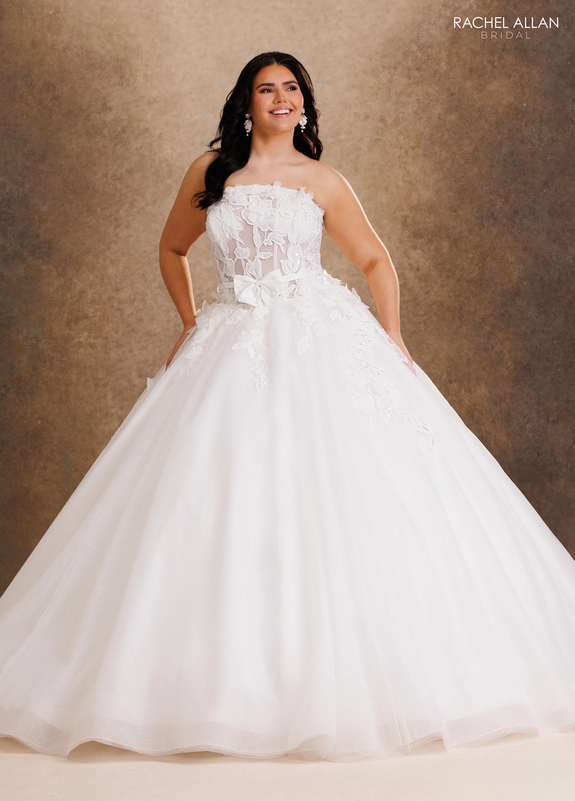 Strapless Straight Neck Floor-Length Tulle Wedding Dress Ball Gown Rachel Allan RB6205