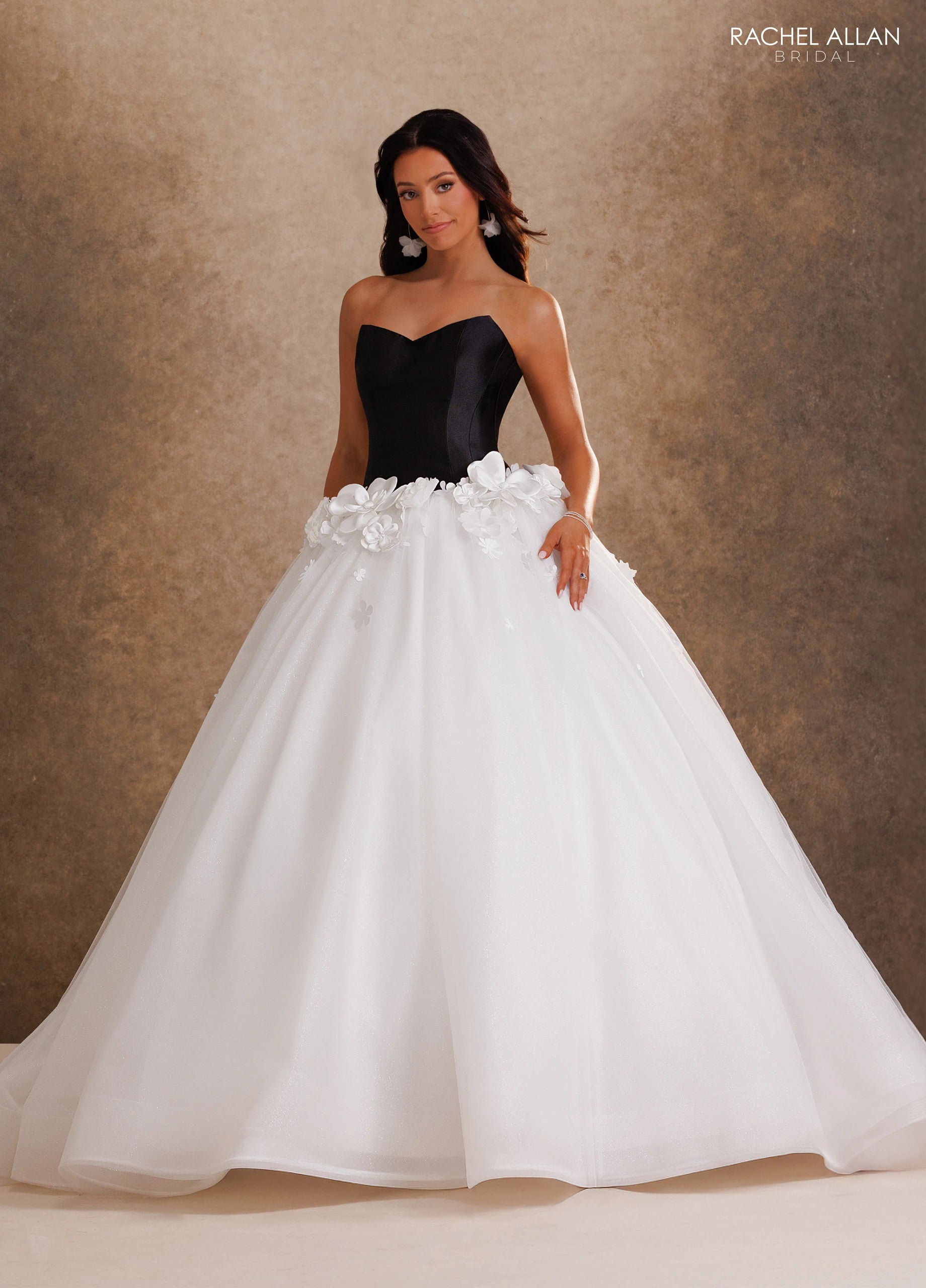Strapless Curved Neck Floor-Length Tulle Wedding Dress Ball Gown Rachel Allan RB6200