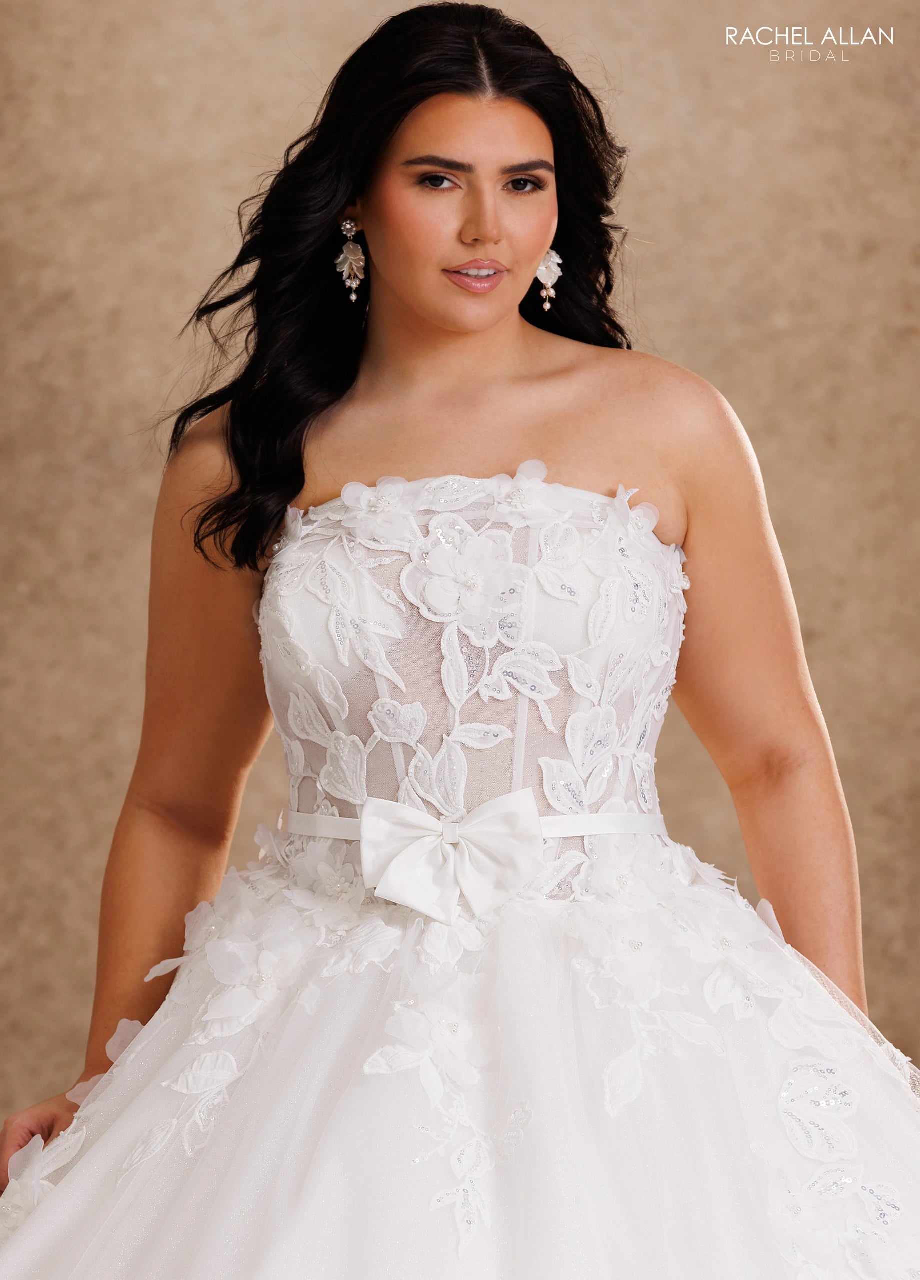 Strapless Straight Neck Floor-Length Tulle Wedding Dress Ball Gown Rachel Allan RB6205