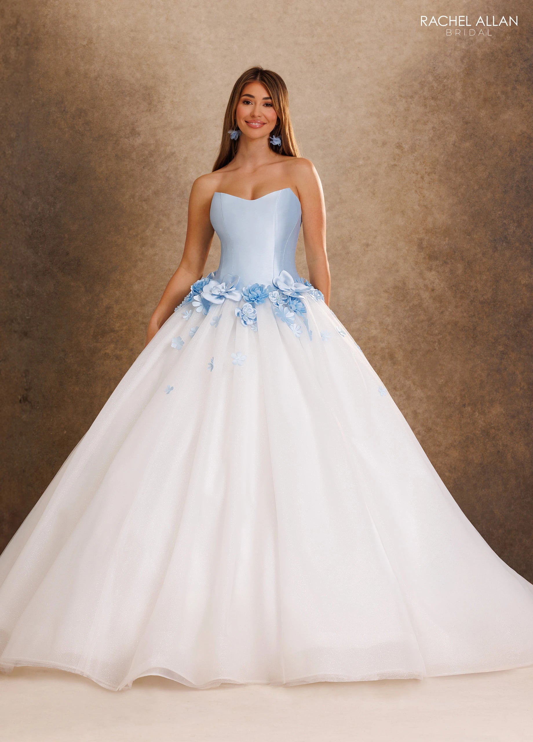 Strapless Curved Neck Floor-Length Tulle Wedding Dress Ball Gown Rachel Allan RB6200