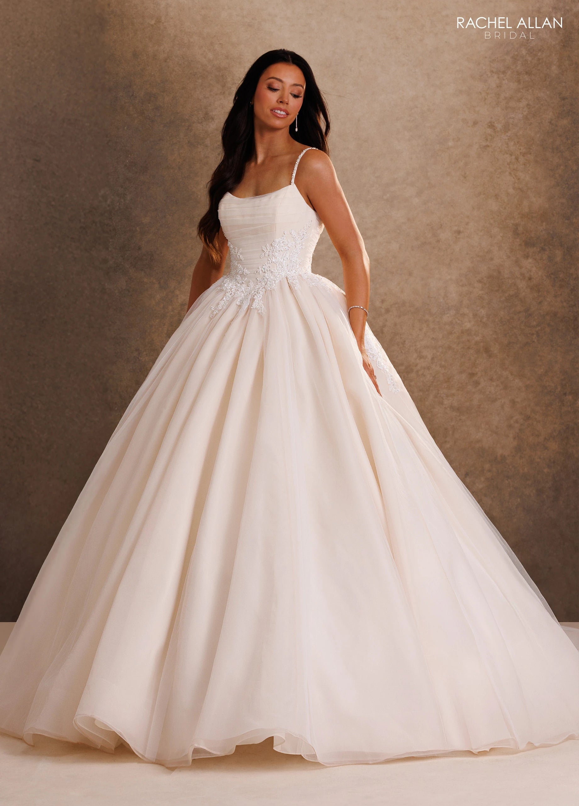Scoop Floor-Length Tulle Wedding Dress Ball Gown Rachel Allan RB6202