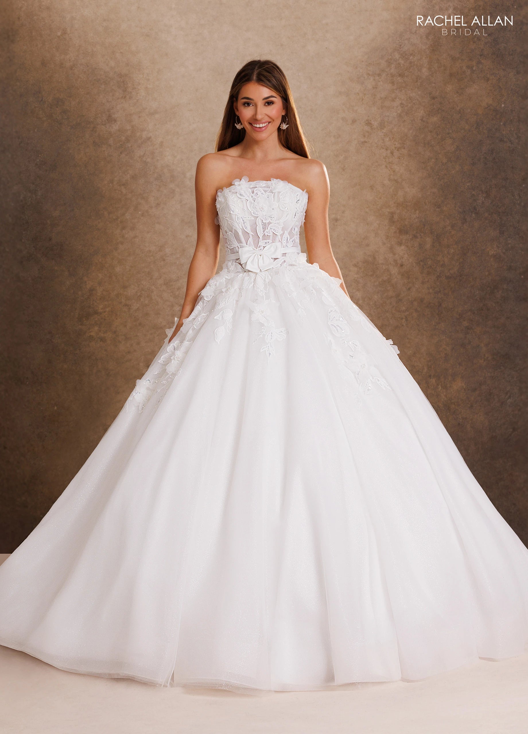 Strapless Straight Neck Floor-Length Tulle Wedding Dress Ball Gown Rachel Allan RB6205