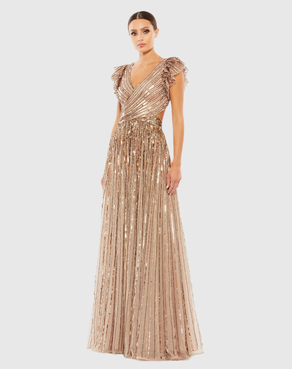 Prom Dresses Long Formal Cap Sleeve Prom Dress Copper