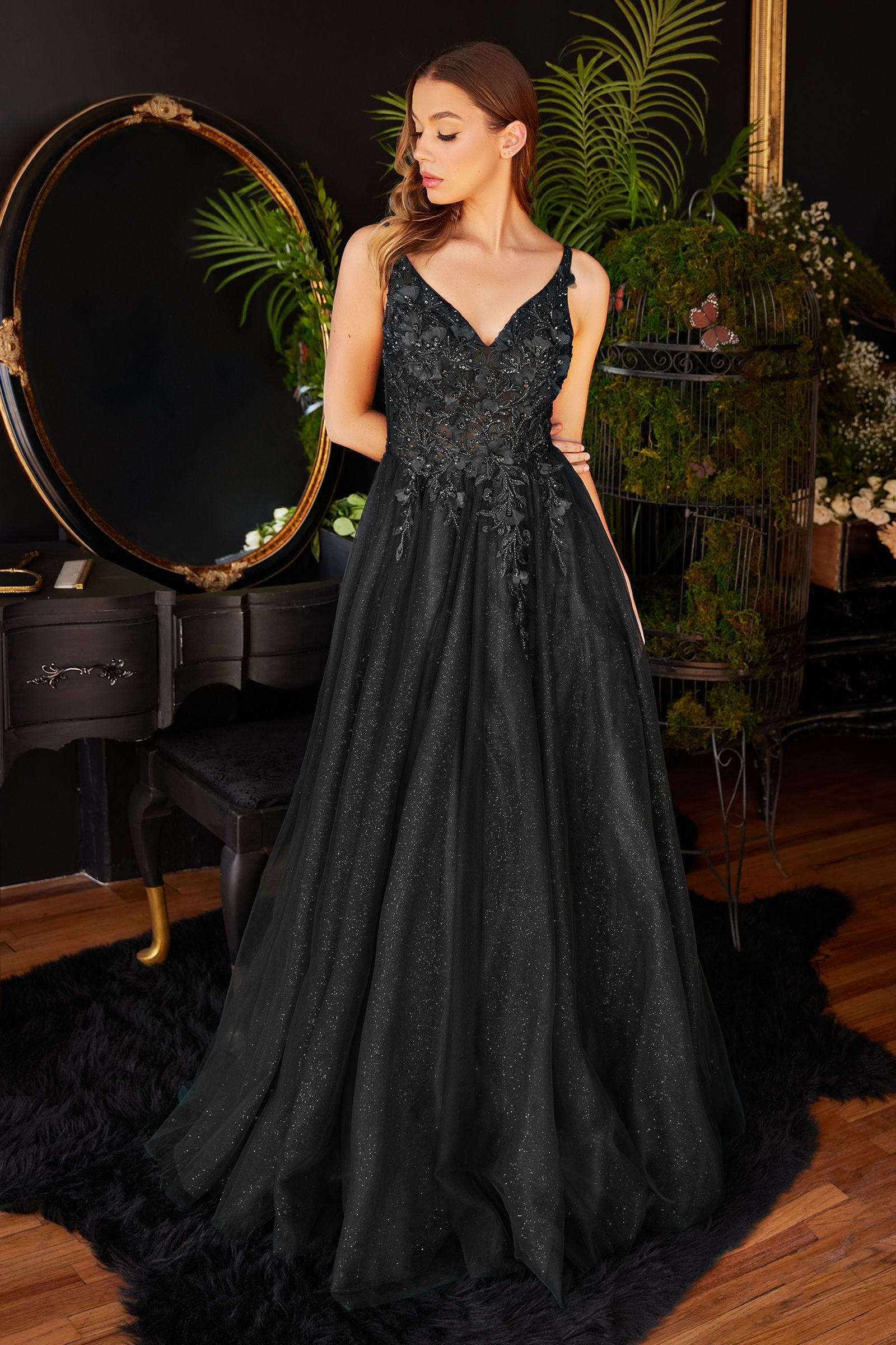 Prom Dresses Sleeveless Tulle Long A Line Prom Dress Black