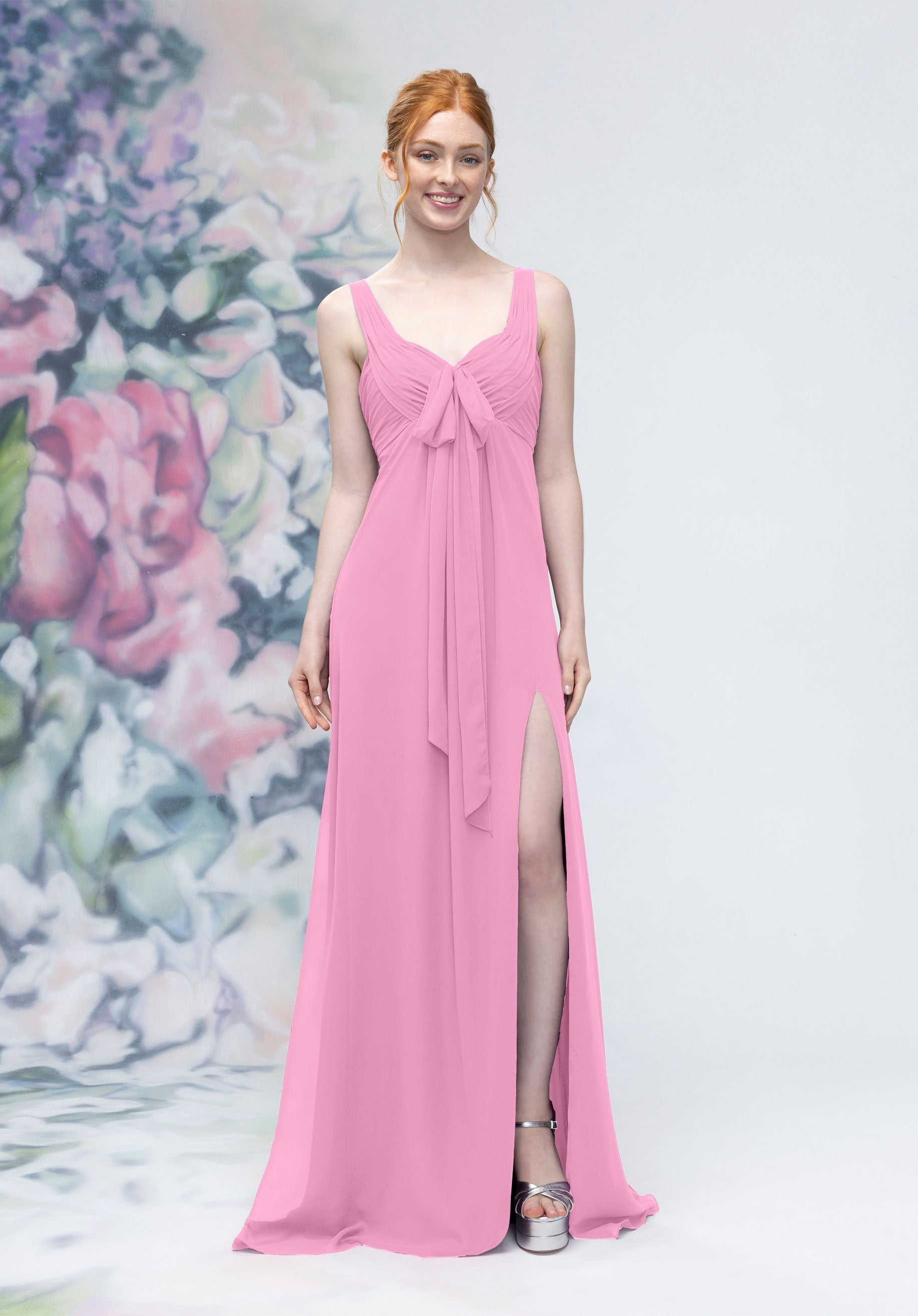 Formal Dresses A Line Slit Formal Long Dress Bloom-Chiffon-3030009-Pleated