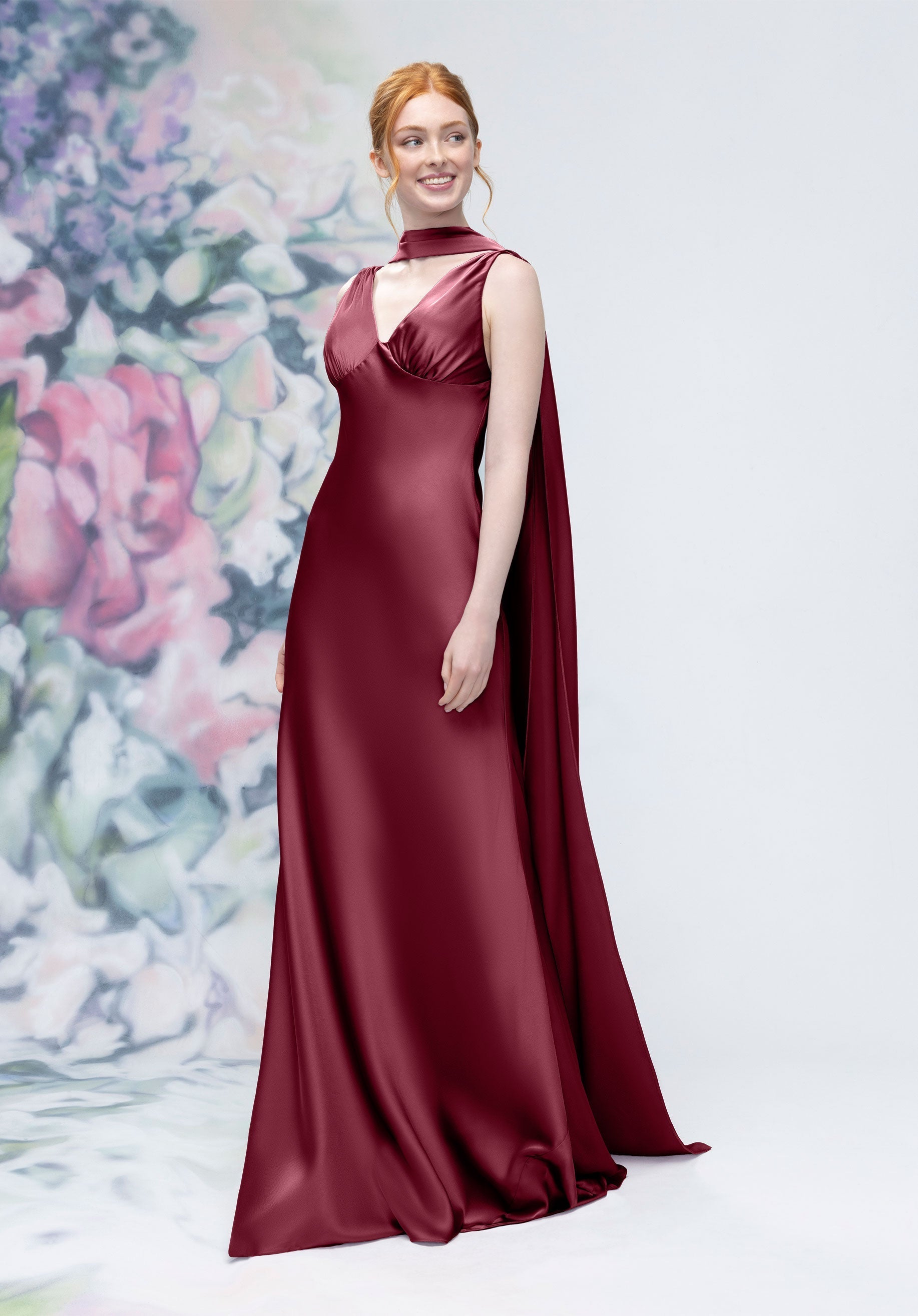 Formal Dresses Evening Long Formal A Line Dress Bordeaux-Satin-3030016-Cowl