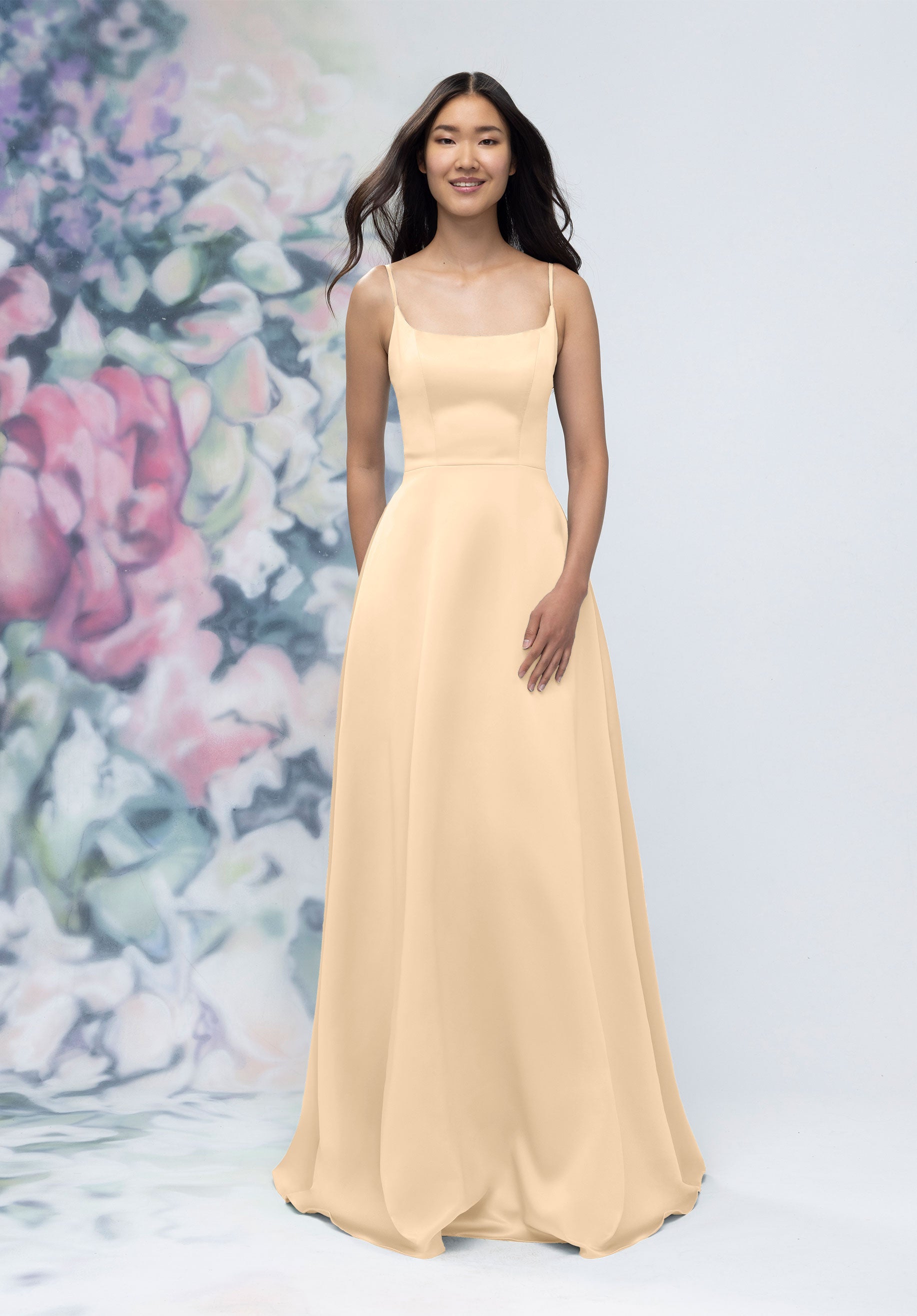 Formal Dresses A Line Long Formal Dress Buttercream-Satin-3030017-A Line
